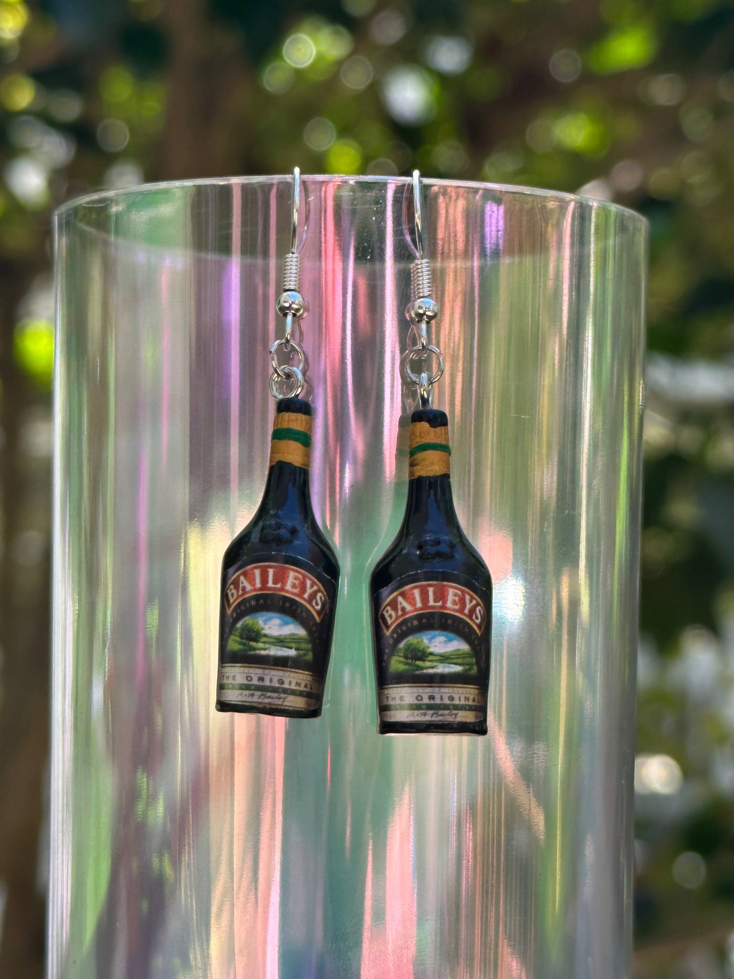 mini Bail. liqueur earrings handmade resin jewelry for Irish cream lovers