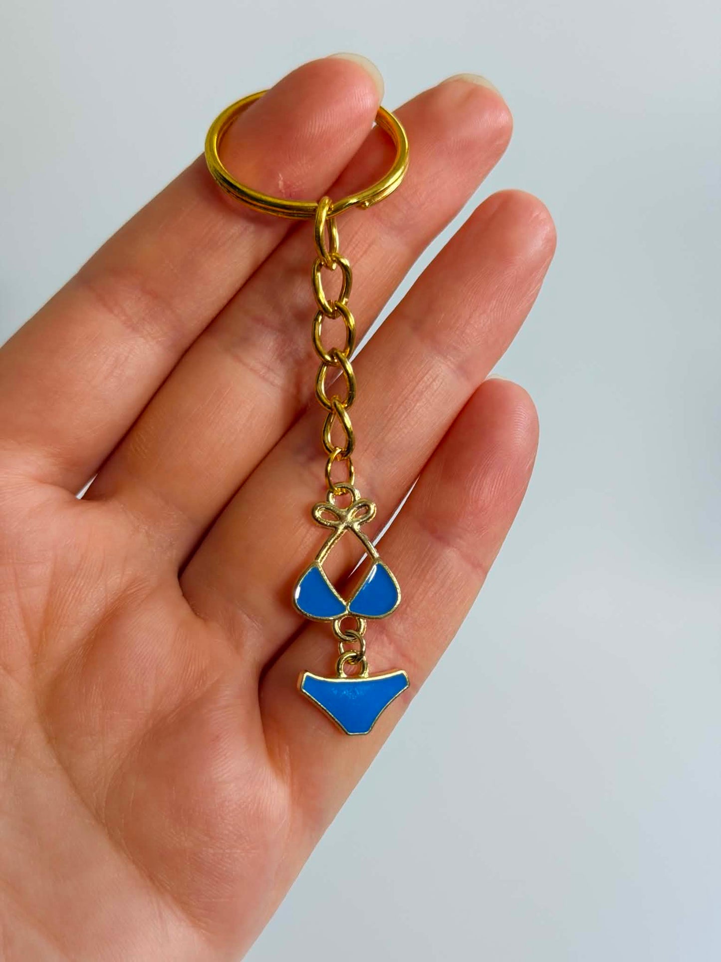 Mini Bikini design Keychain. Blue, Accessory for Bags, Keys and Gifts