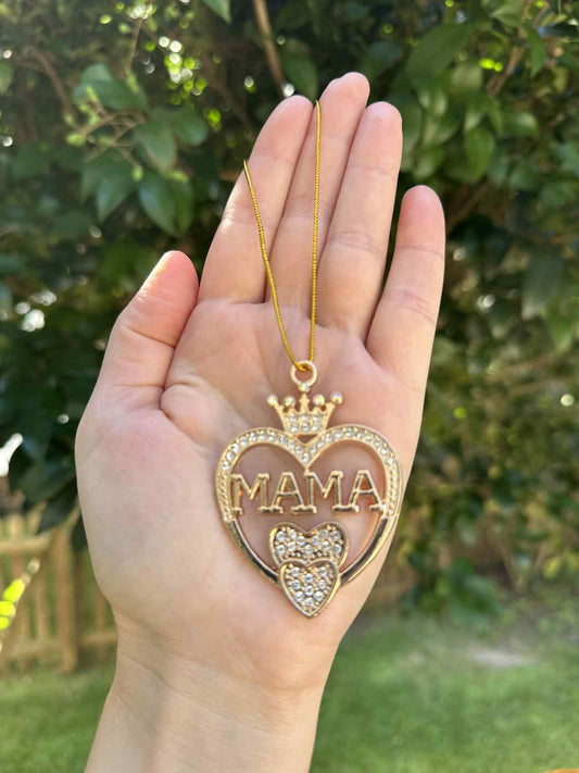 MAMA Christmas Ornament – Gold Heart Design with Rhinestones, Gift for Moms