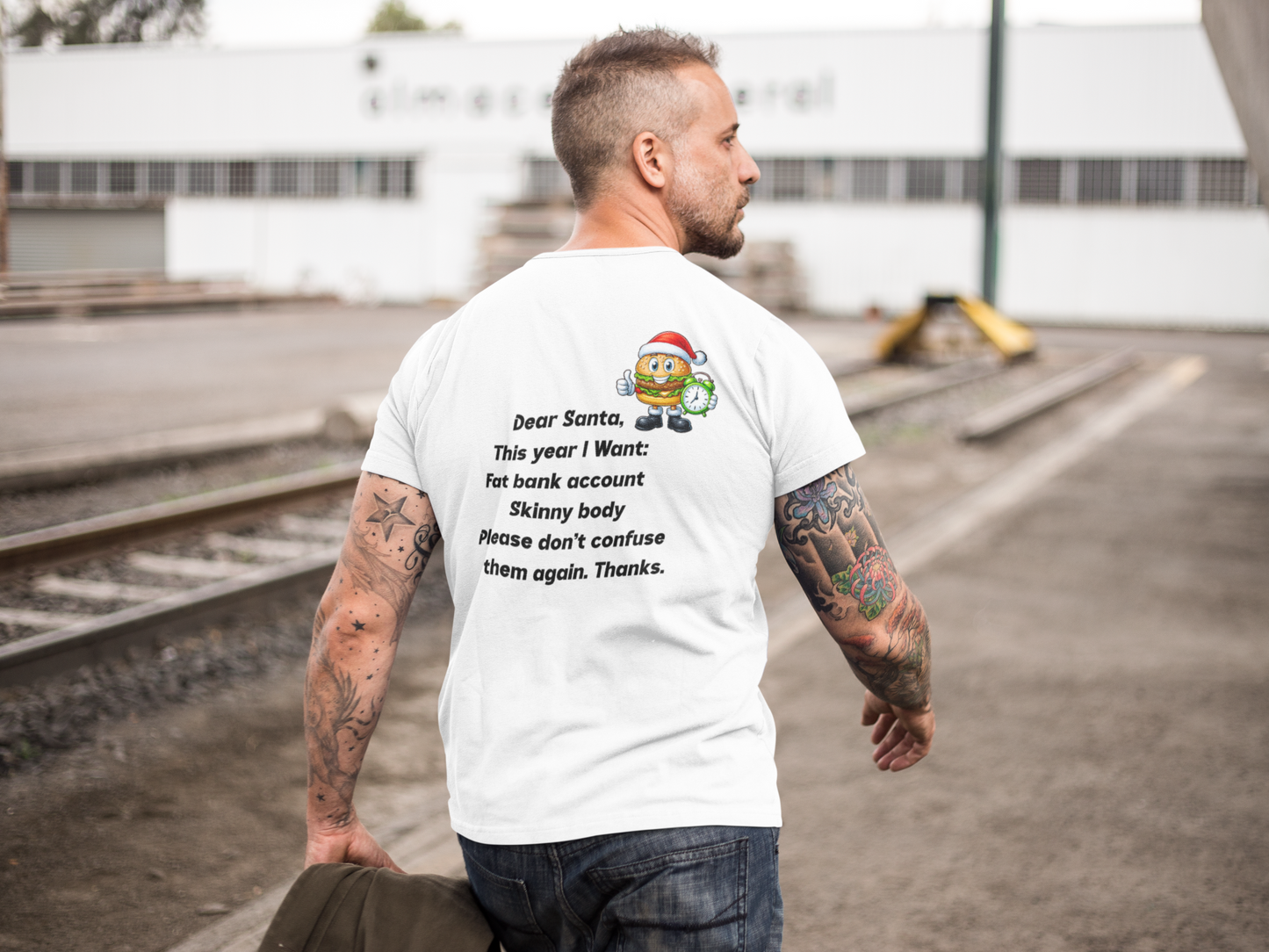 Christmas O'Clock T‑Shirt, Funny Santa Burger Holiday