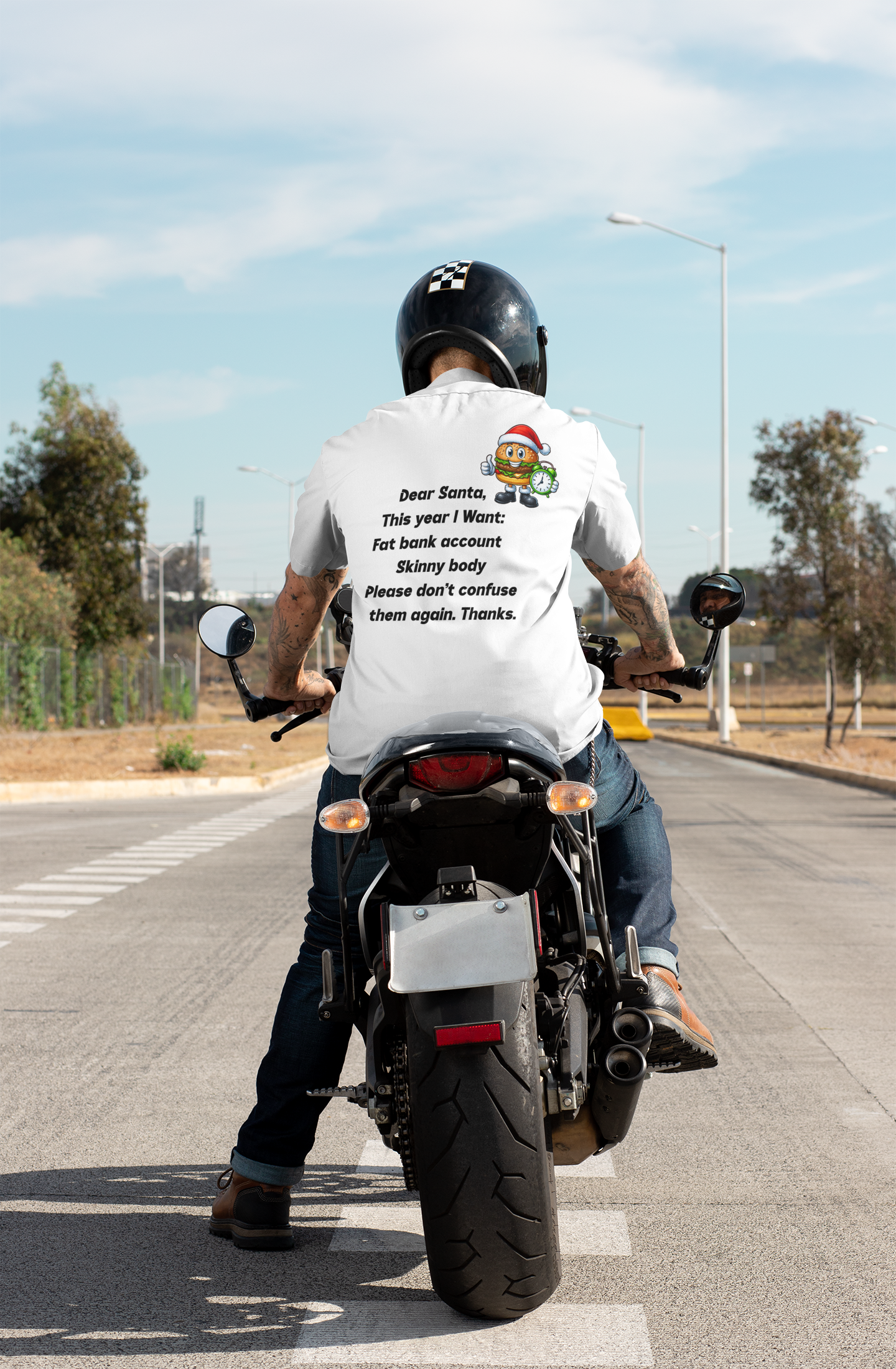 Christmas O'Clock T‑Shirt, Funny Santa Burger Holiday