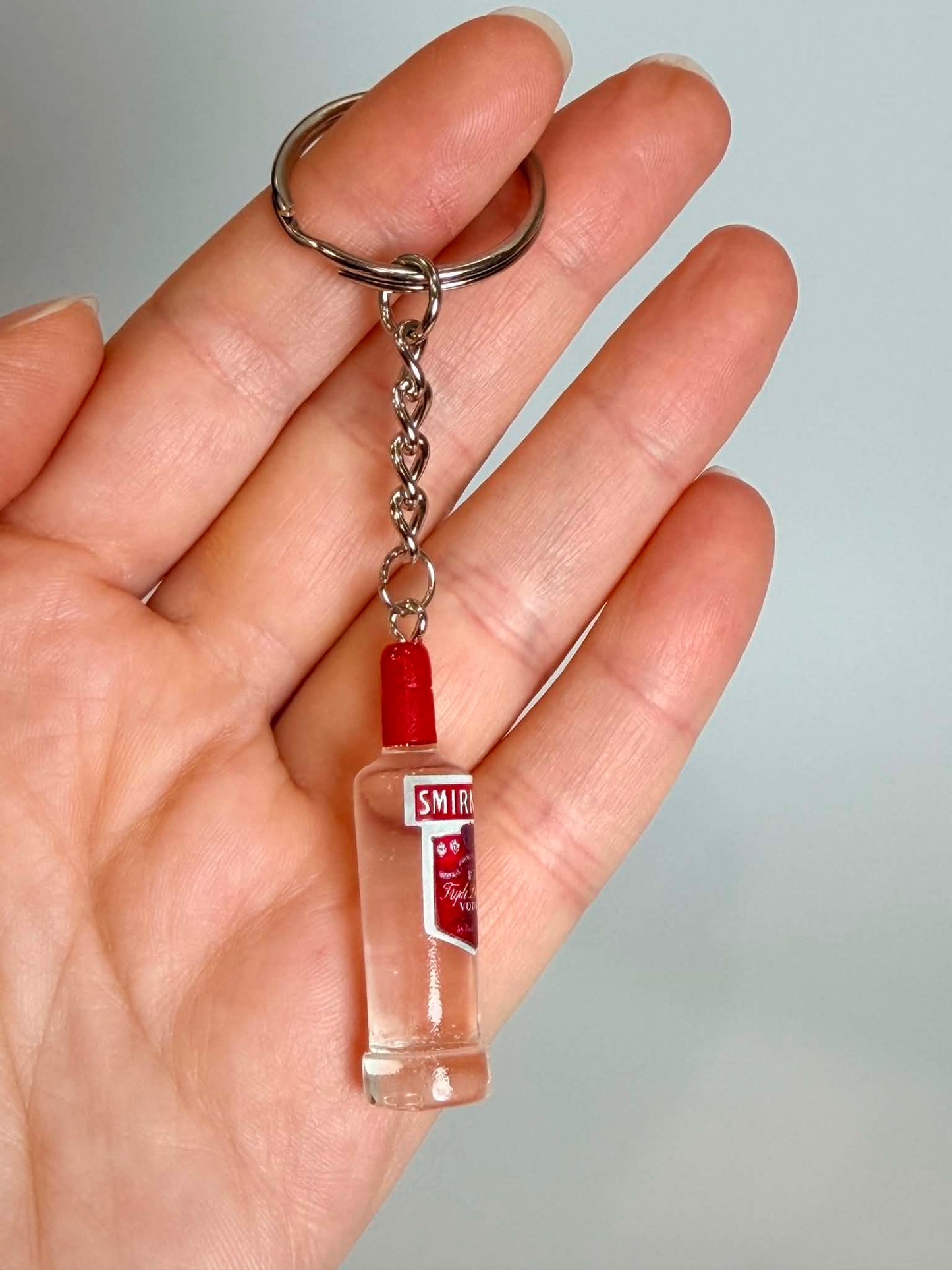Mini drink Bottle Keychain. Accessory for Bags, Keys and Gifts