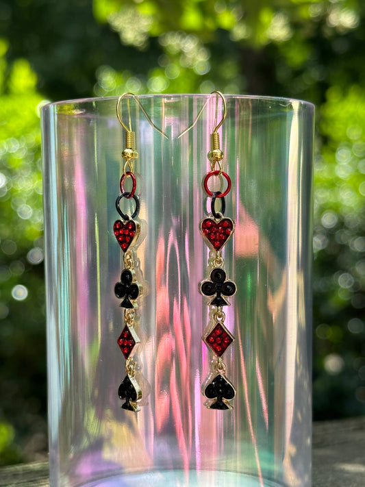 poker card dangle earrings casino-themed jewelry fun gift for women