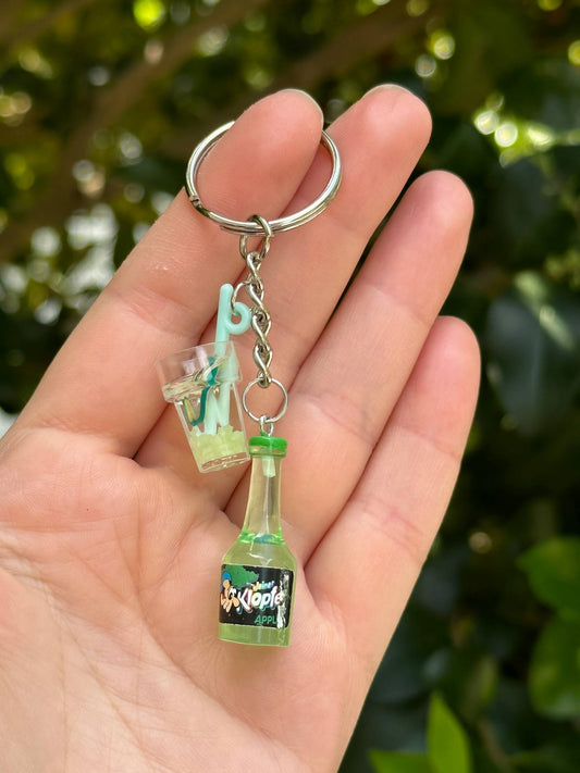 mini Kleiner Klopfer apple keychain with drink cup charms fun novelty gift