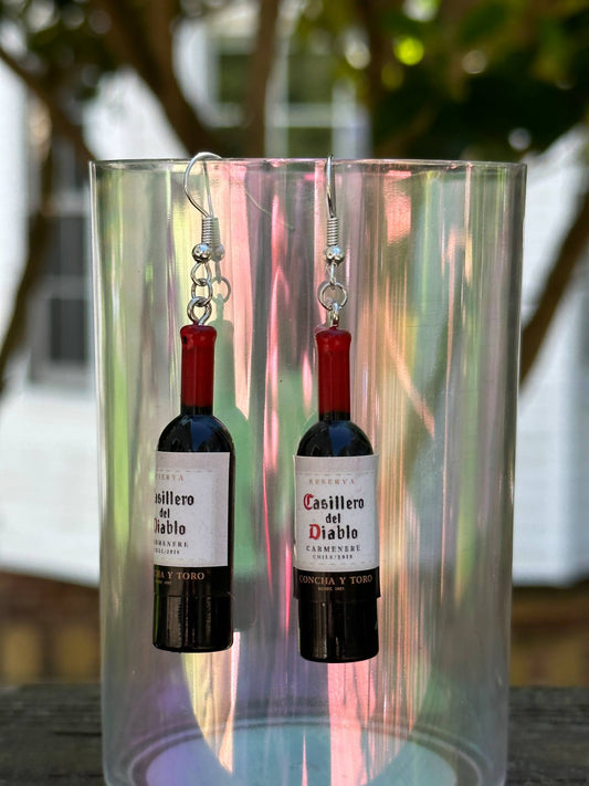 mini wine bottle earrings resin handmade jewelry gift for wine lovers