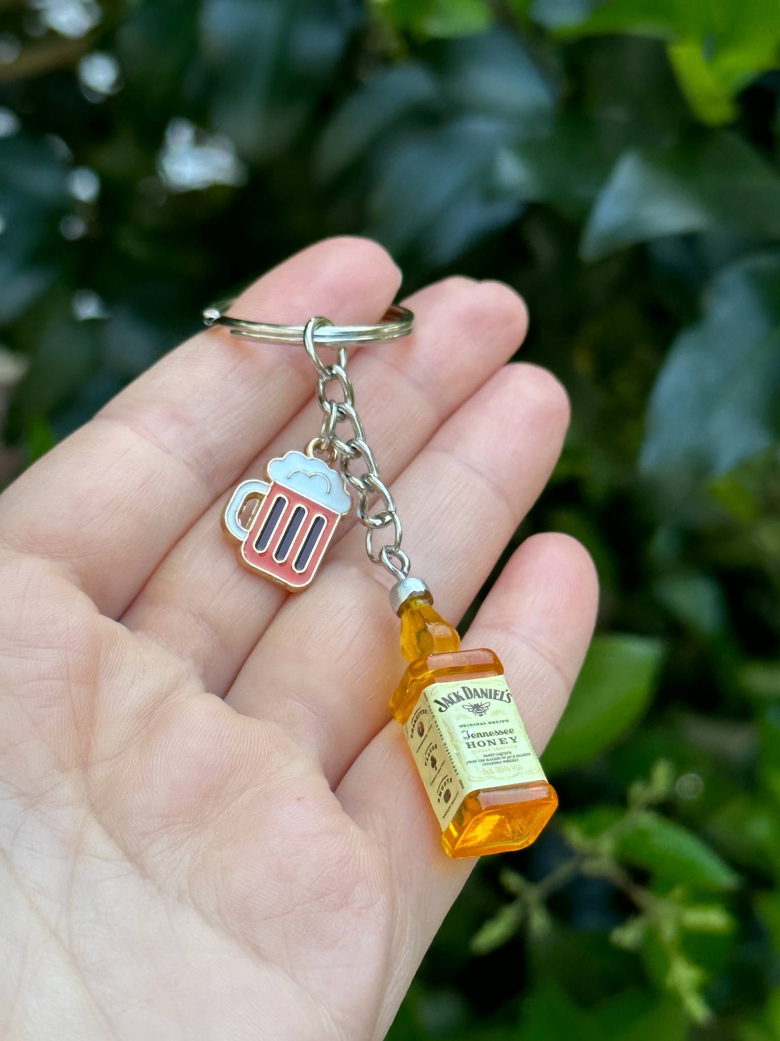personalized jack d whisky bottle keychain with drink charms gift for couples