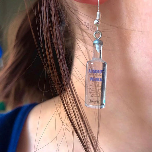 Creative Vodka Bottle Earrings – Transparent Dangle Jewelry