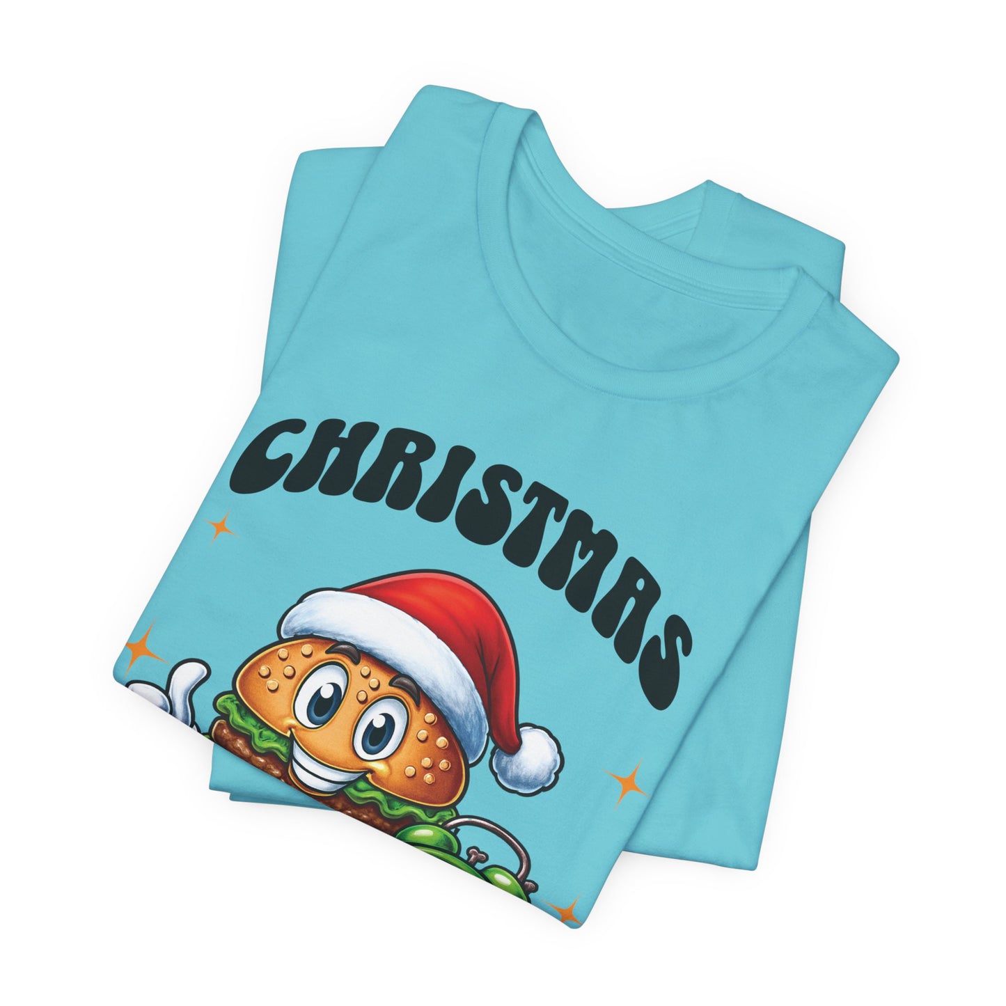 Christmas O'Clock T‑Shirt, Funny Santa Burger Holiday