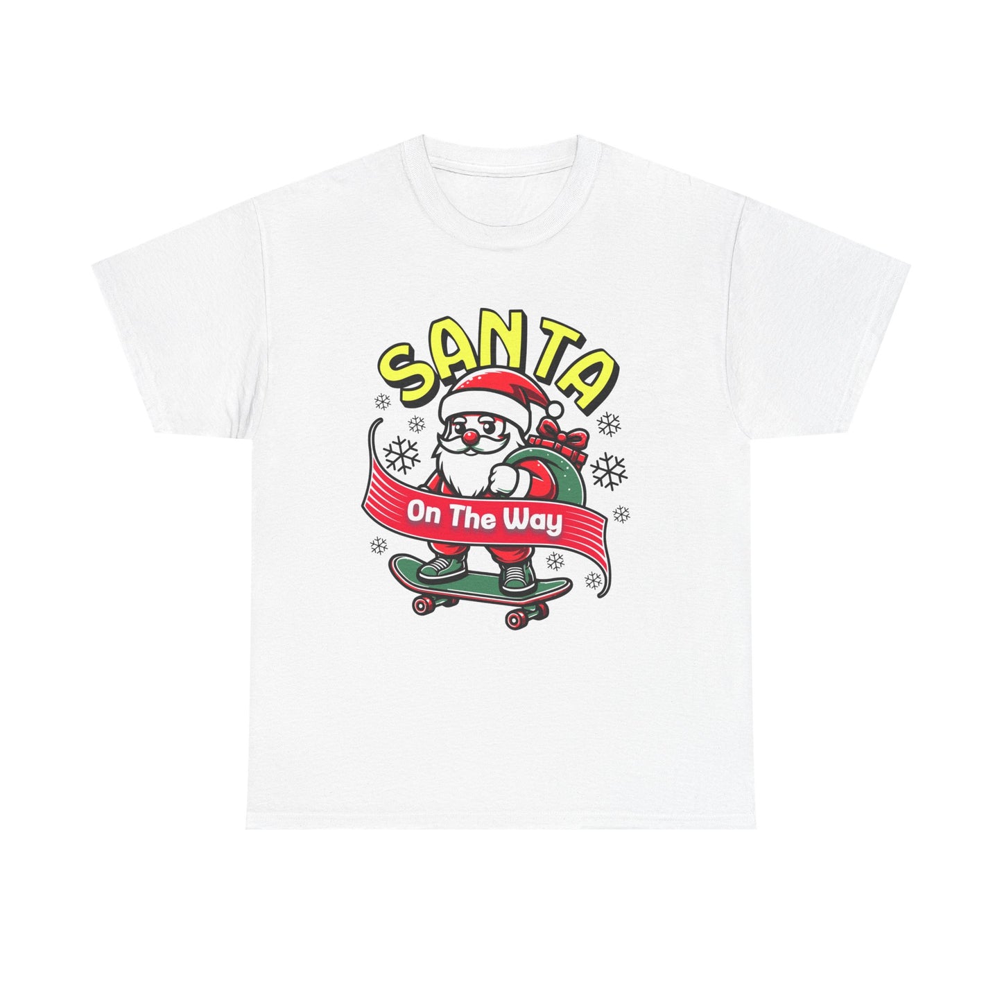 Santa T-Shirt On The Way Skateboard Tee, Merry Christmas