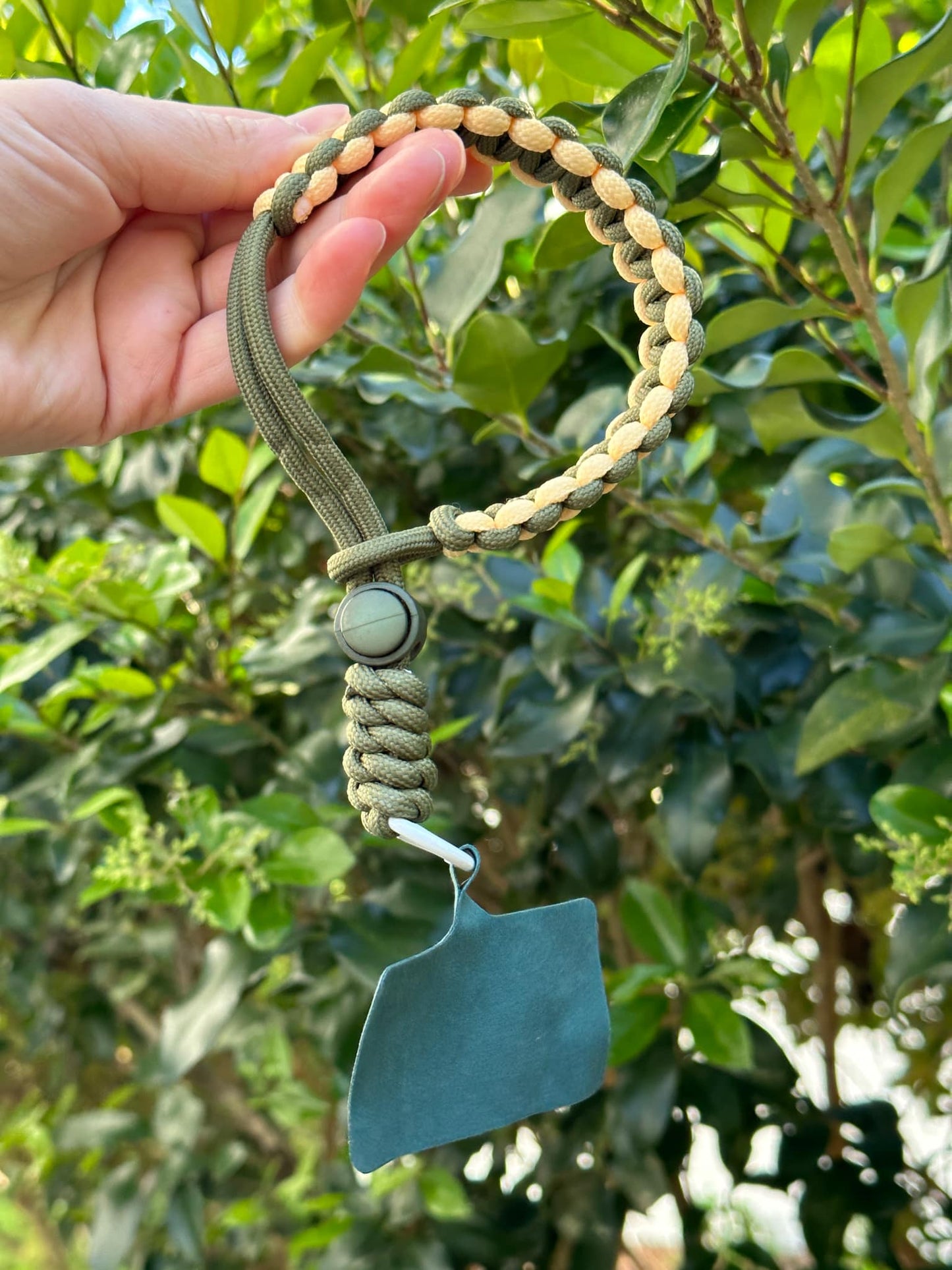 Green Handmade Woven Adjustable Phone Lanyard universal - Green 1 pc