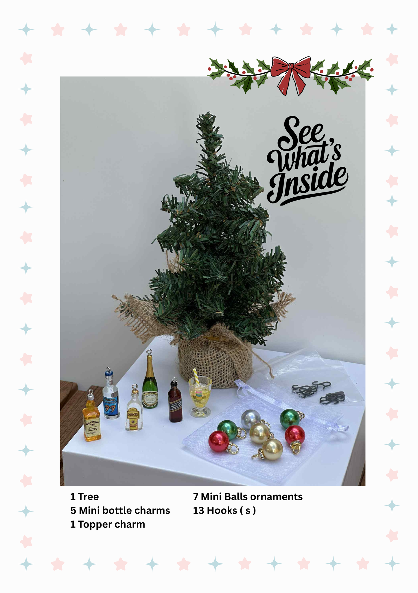 Mini Christmas Tree with Happy Hour Ornaments - Style 0185
