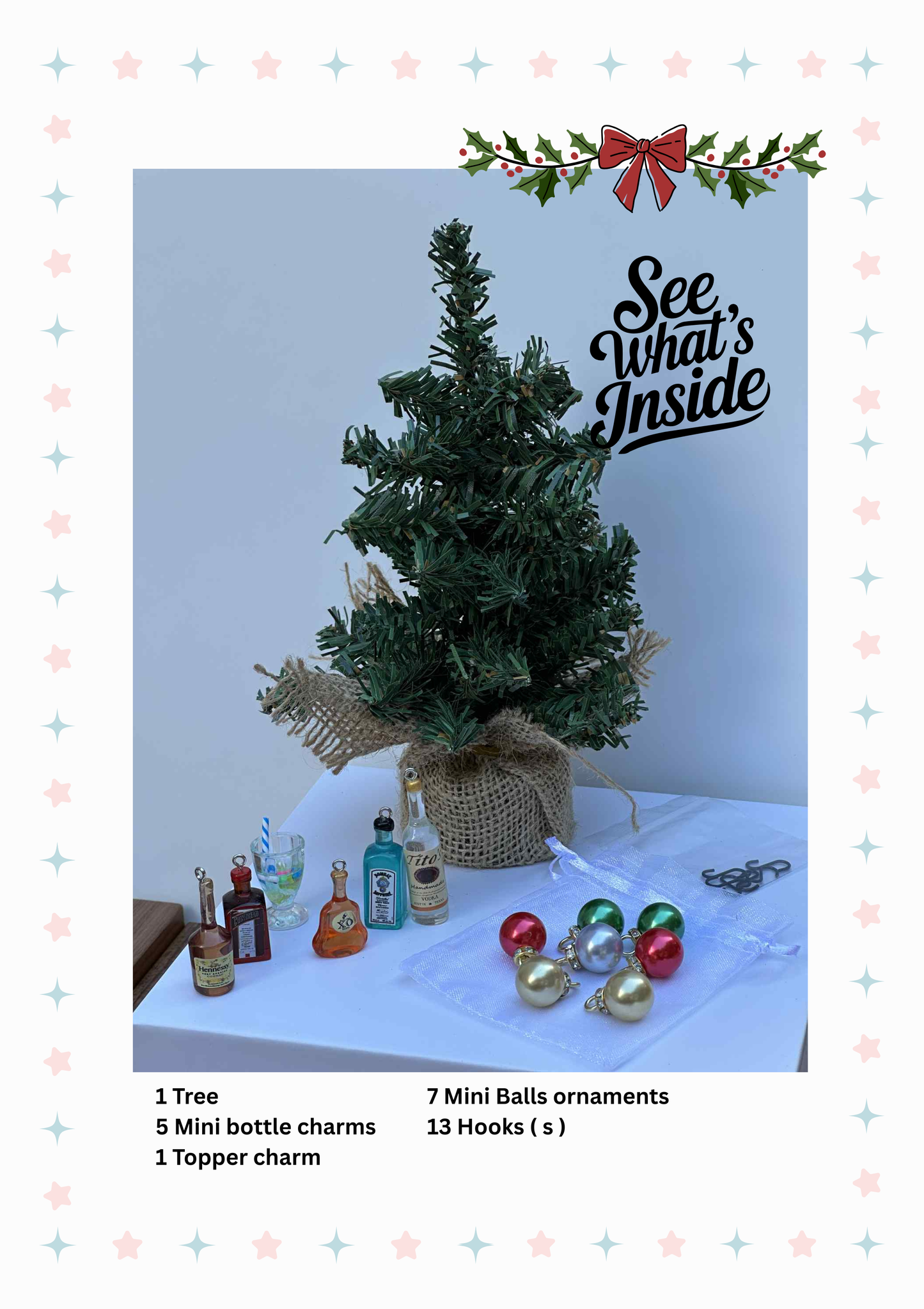 Mini Christmas Tree with Happy Hour Ornaments - Style 0183