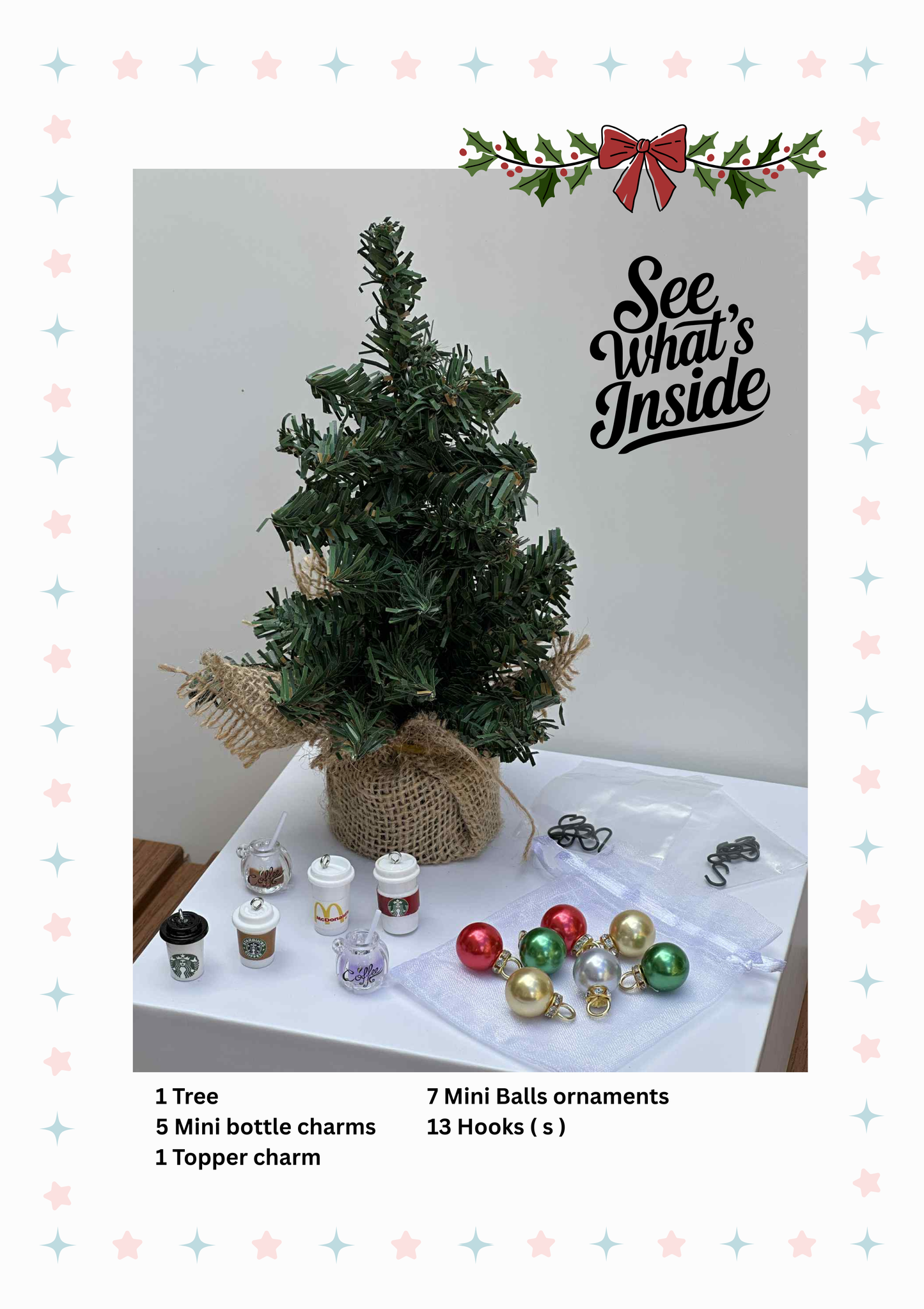 Mini Christmas Tree with Happy Hour Ornaments - Style 0187