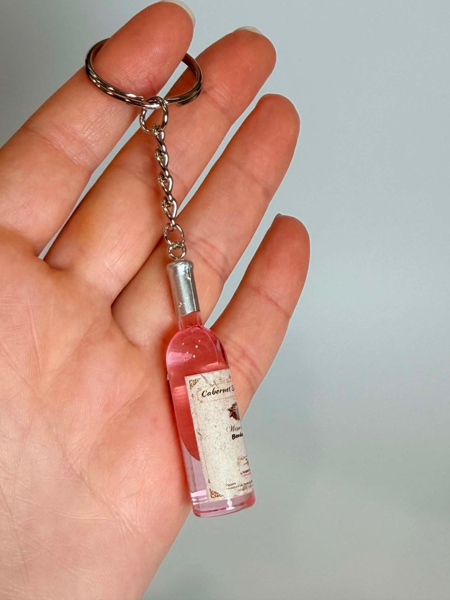 Mini wine drink Bottle Keychain. Accessory for Bags, Keys and Gifts
