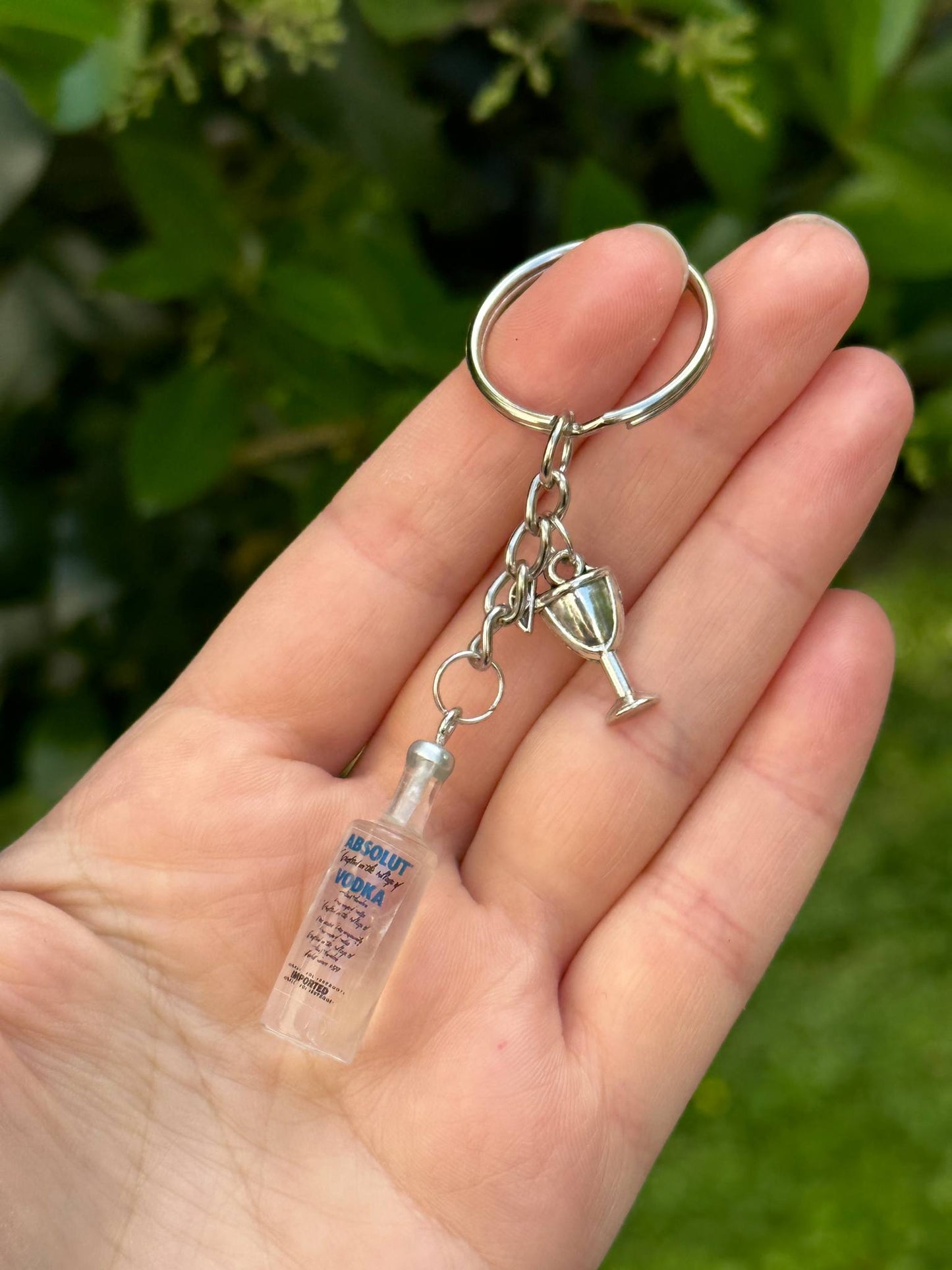 mini absolut vodka keychain with cocktail glass charm fun gift for vodka lovers
