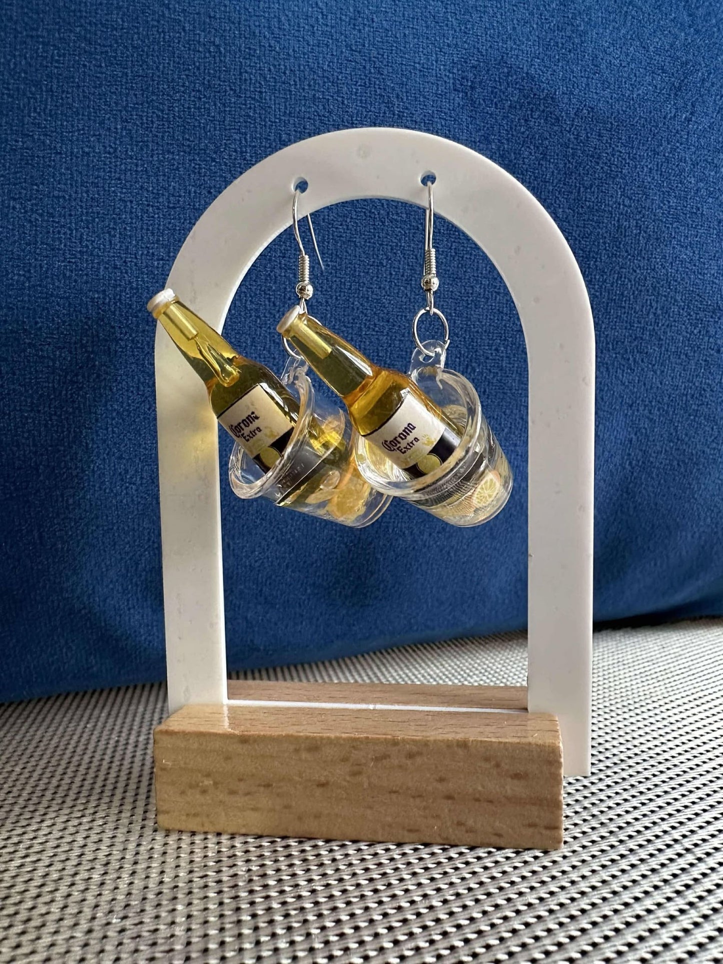 Fun Corona Inspired Dangle earrings. Beer in an ice bucket