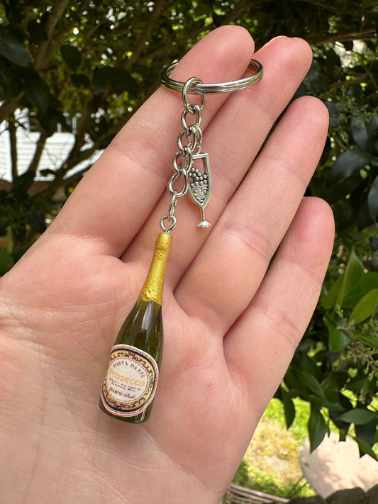champagne prosecco bottle keychain collection gift for couples drink lovers