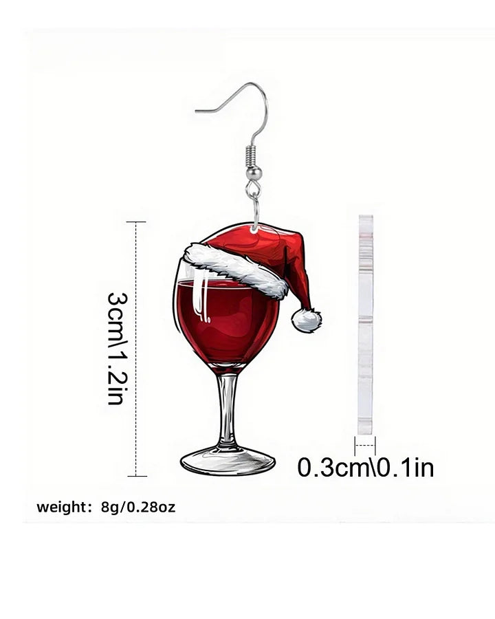 Earring wine cup Christmas Party 2D design