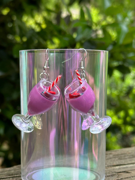 cocktail drink earrings fun lemon slice quirky statement jewelry