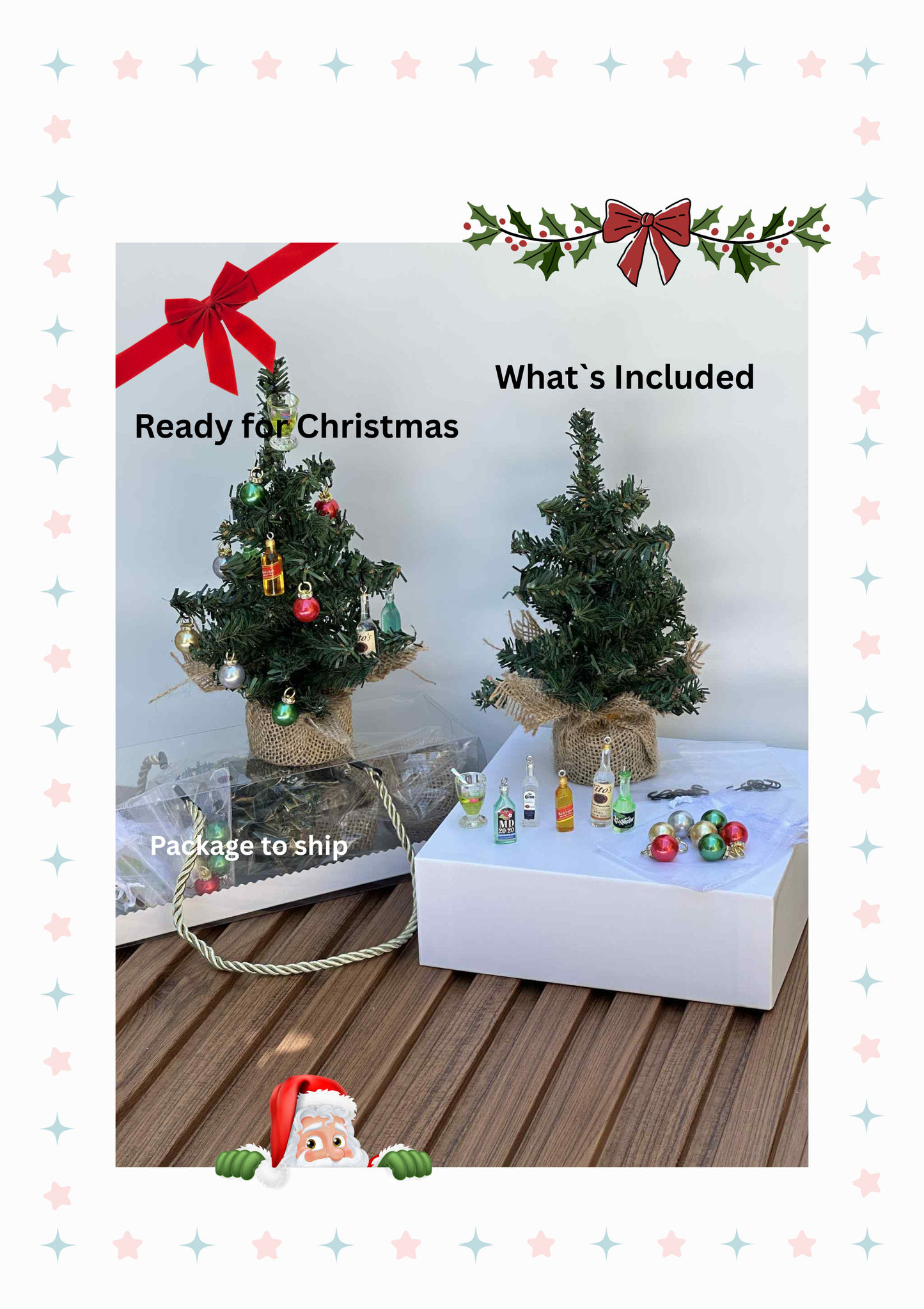 Mini Christmas Tree with Happy Hour Ornaments - Style 0188