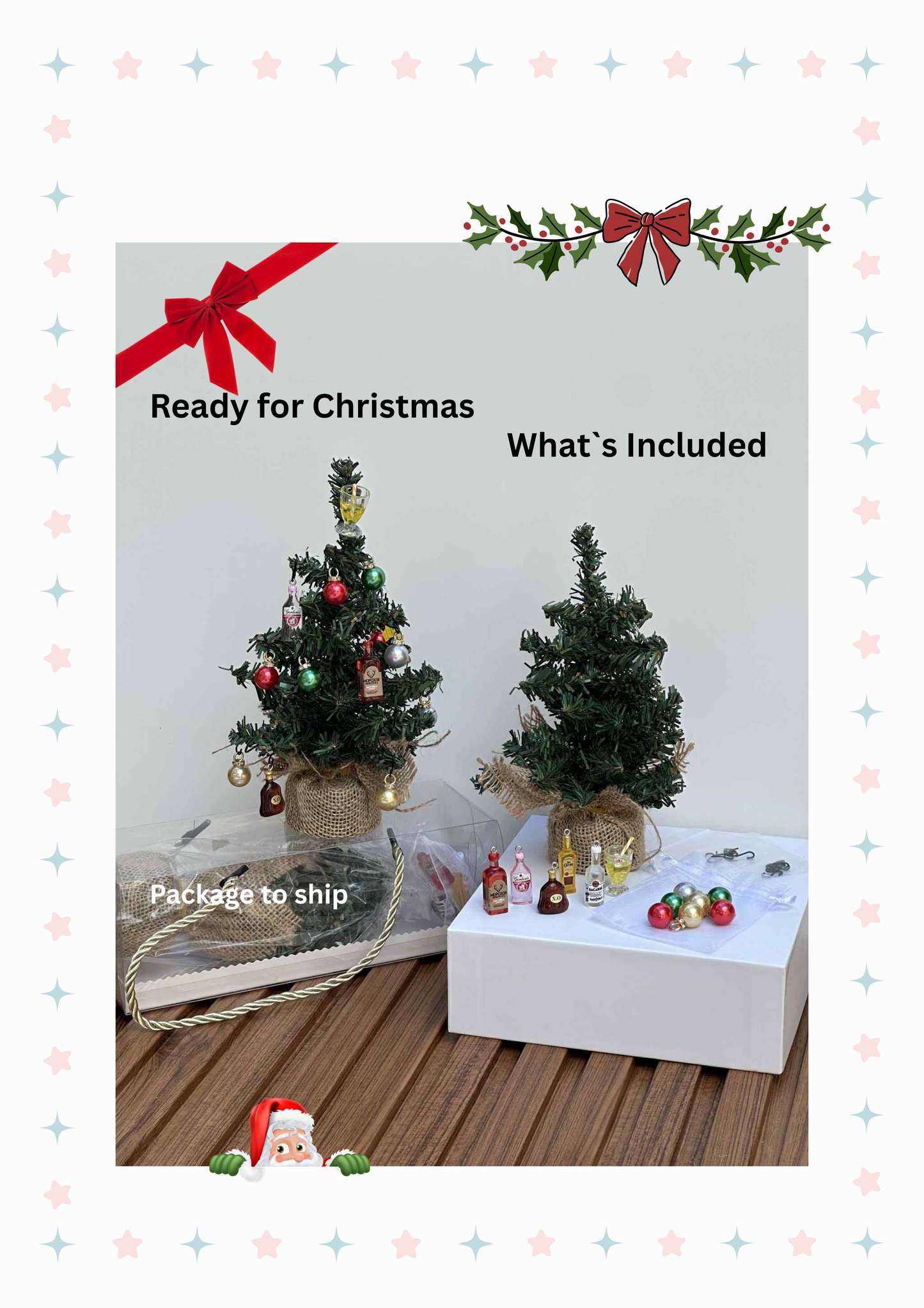 Mini Christmas Tree with Happy Hour Ornaments - Style 0186