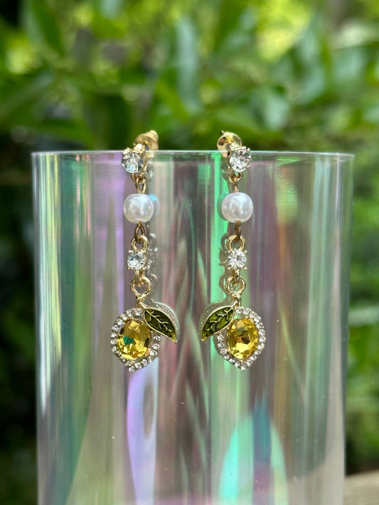 luxury lemon rhinestone earrings for women unique statement jewelry