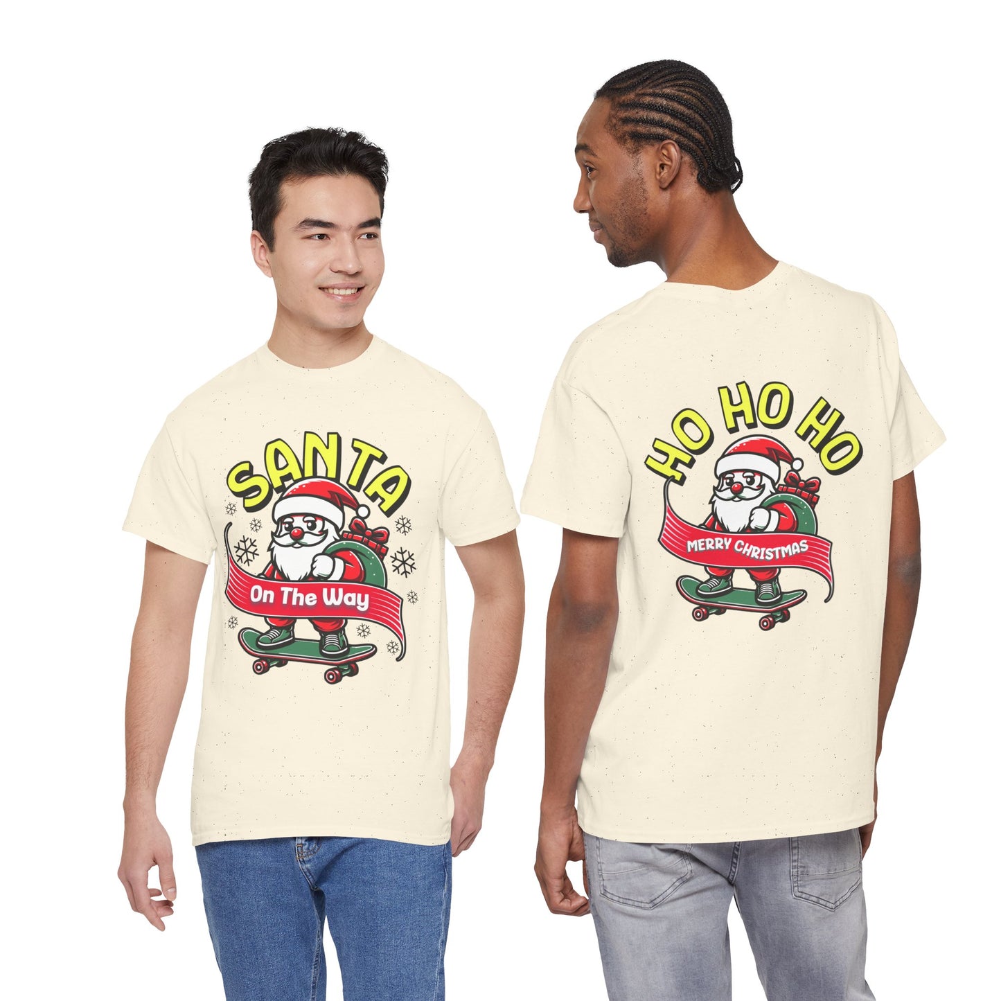 Santa T-Shirt On The Way Skateboard Tee, Merry Christmas