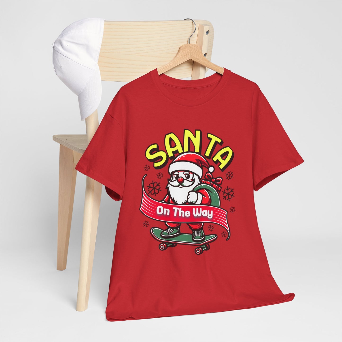 Santa T-Shirt On The Way Skateboard Tee, Merry Christmas