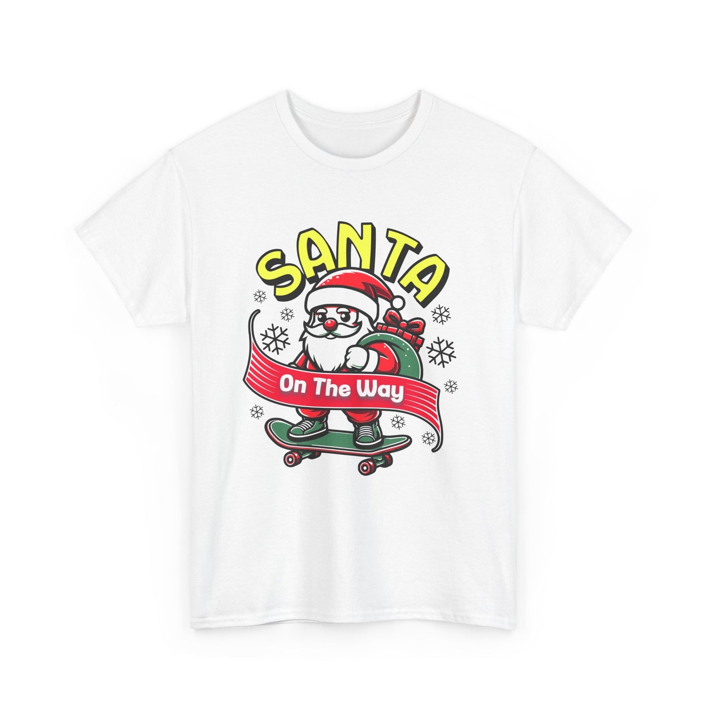 Santa T-Shirt On The Way Skateboard Tee, Merry Christmas