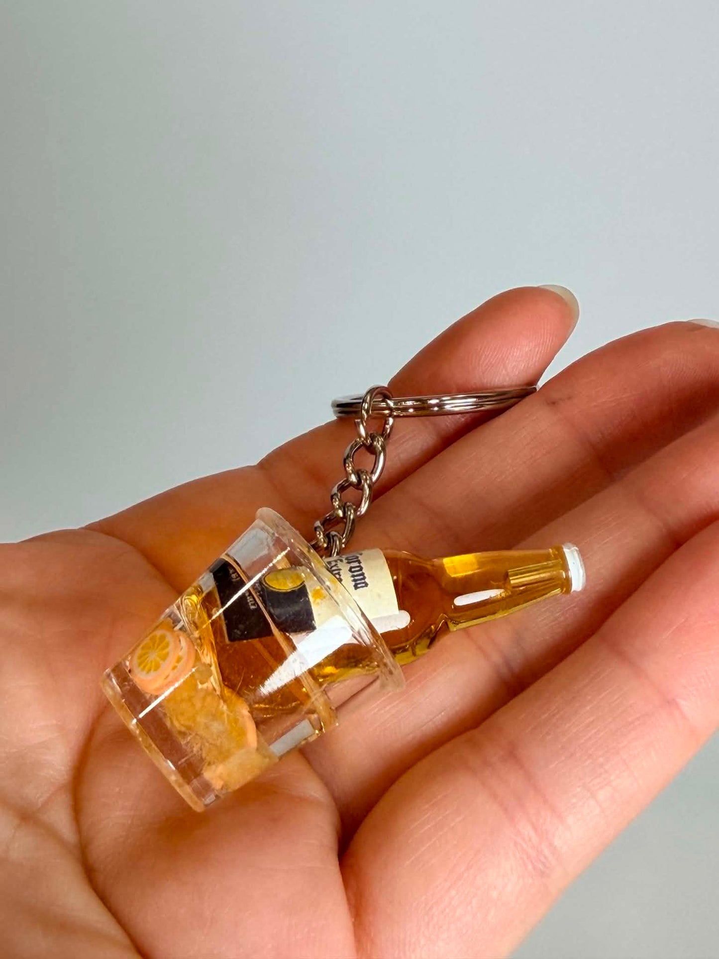 Mini drink Bottle Keychain. Cute Accessory for Bags, Keys and Gifts
