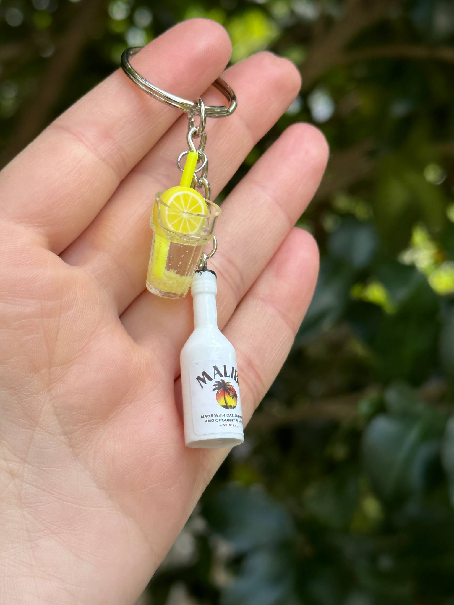 malibu bottle and drink cup keychain fun beach cocktail lover gift