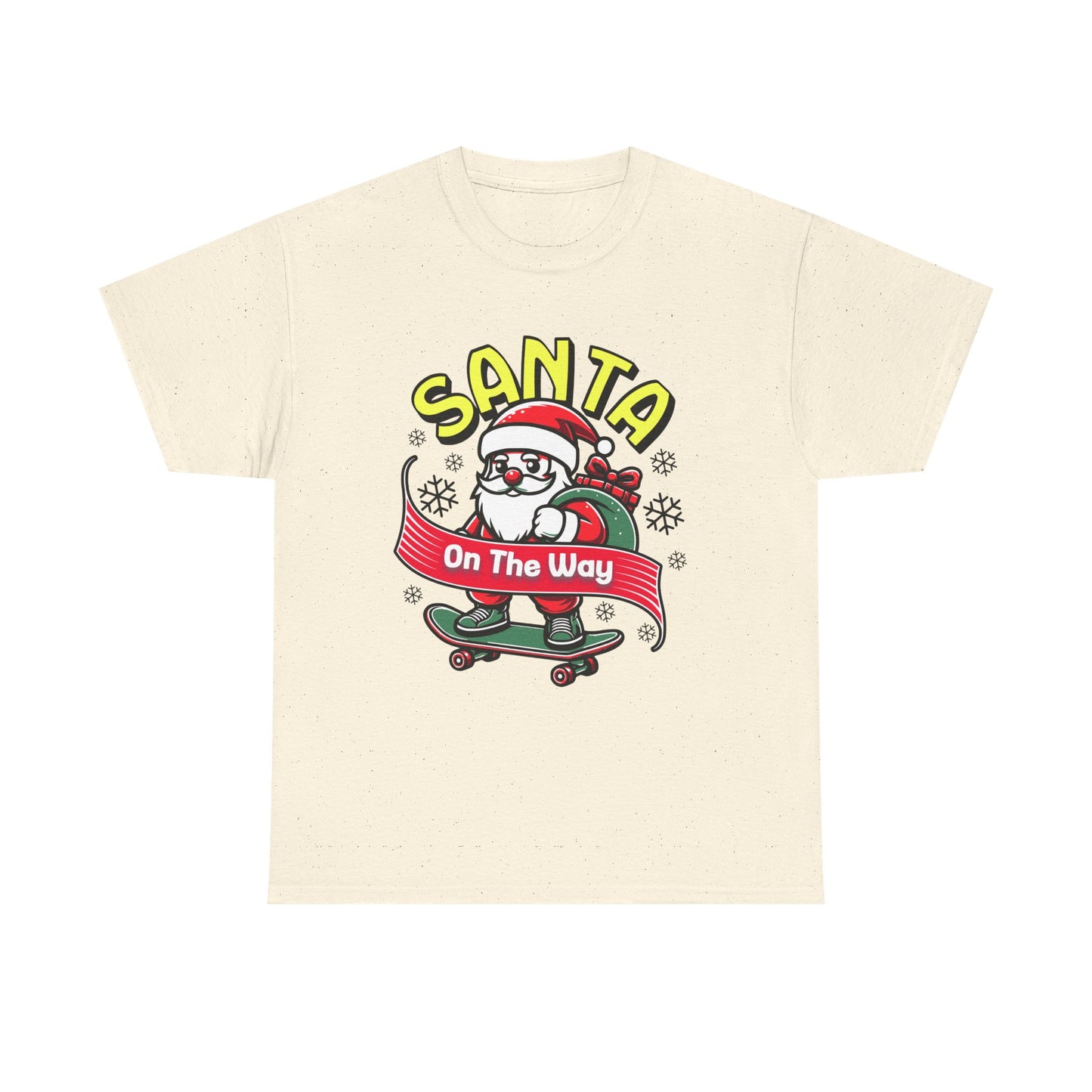 Santa T-Shirt On The Way Skateboard Tee, Merry Christmas