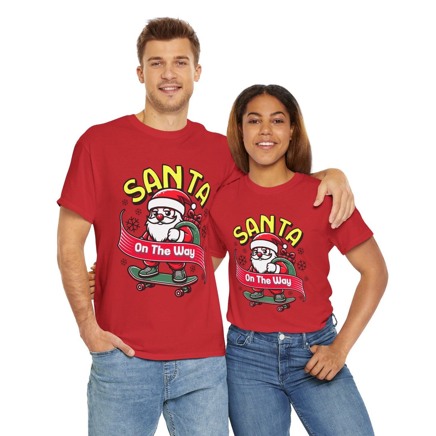Santa T-Shirt On The Way Skateboard Tee, Merry Christmas