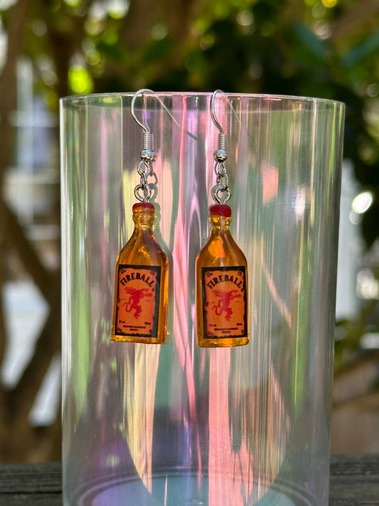 mini cinnamon whisky bottle earrings handmade resin statement jewelry