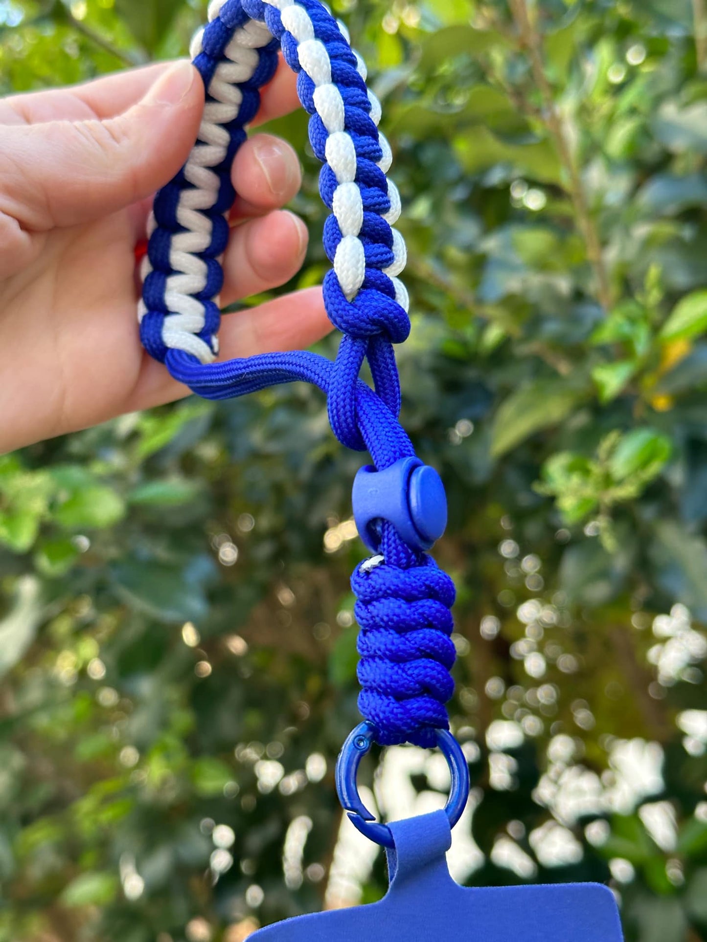 Blue Handmade Woven Adjustable Phone Lanyard universal Holder -  Blue 1 pc