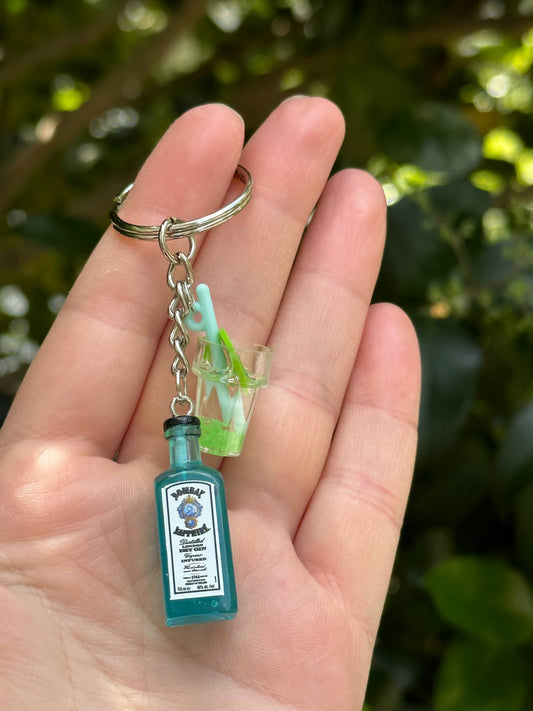 miniature bombay sapphire gin bottle keychain gift for gin lovers