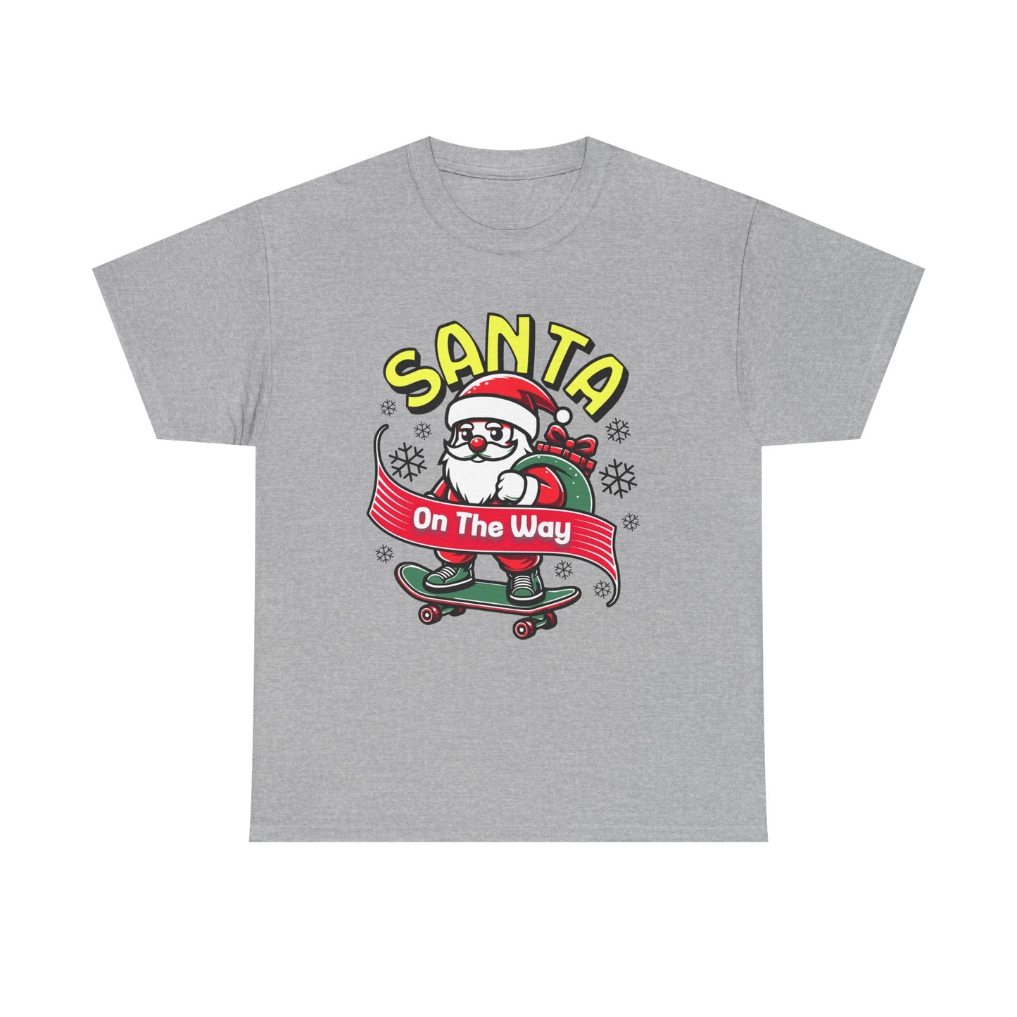 Santa T-Shirt On The Way Skateboard Tee, Merry Christmas