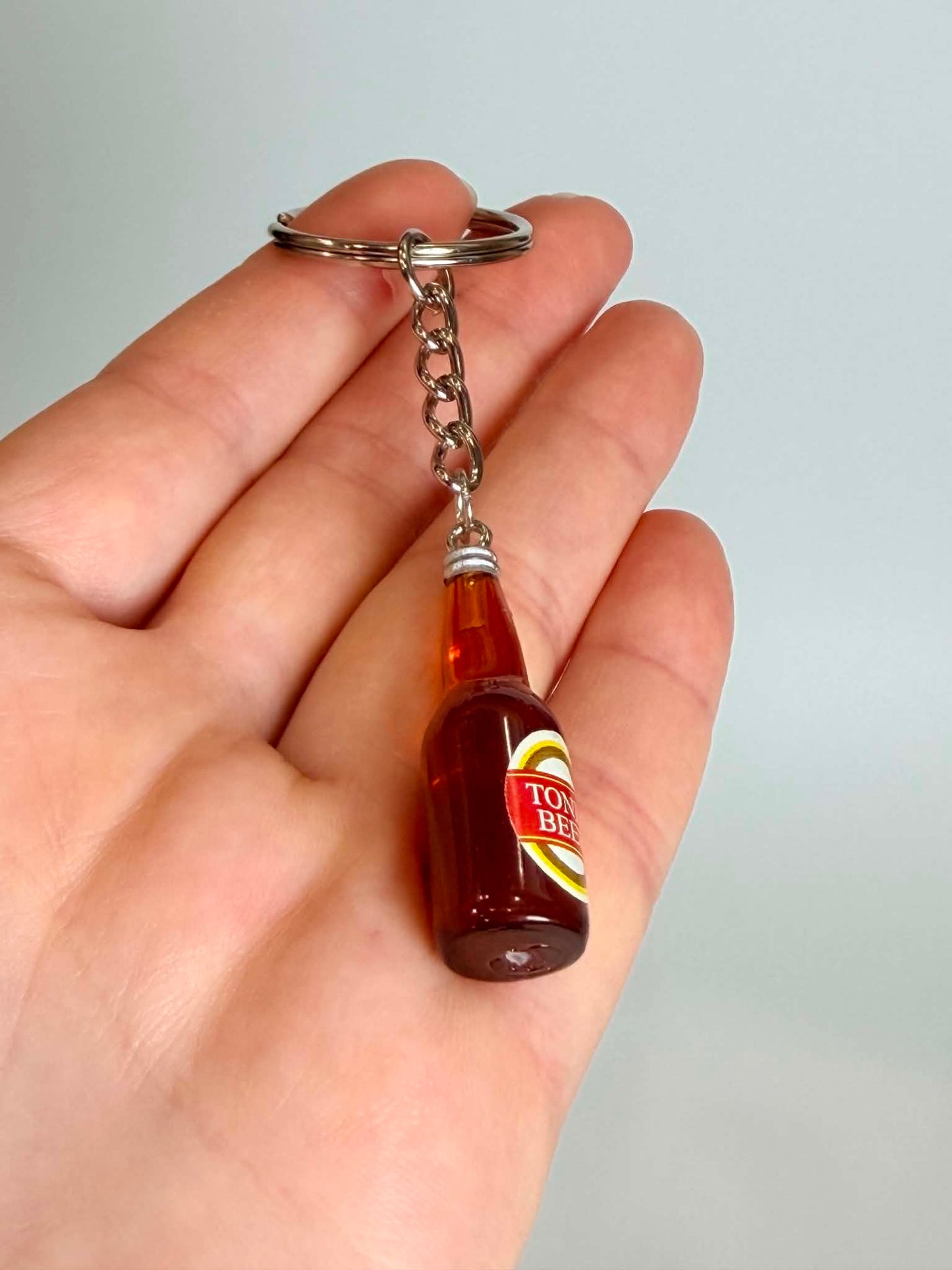 Mini beer drink Bottle Keychain. Accessory for Bags, Keys and Gifts