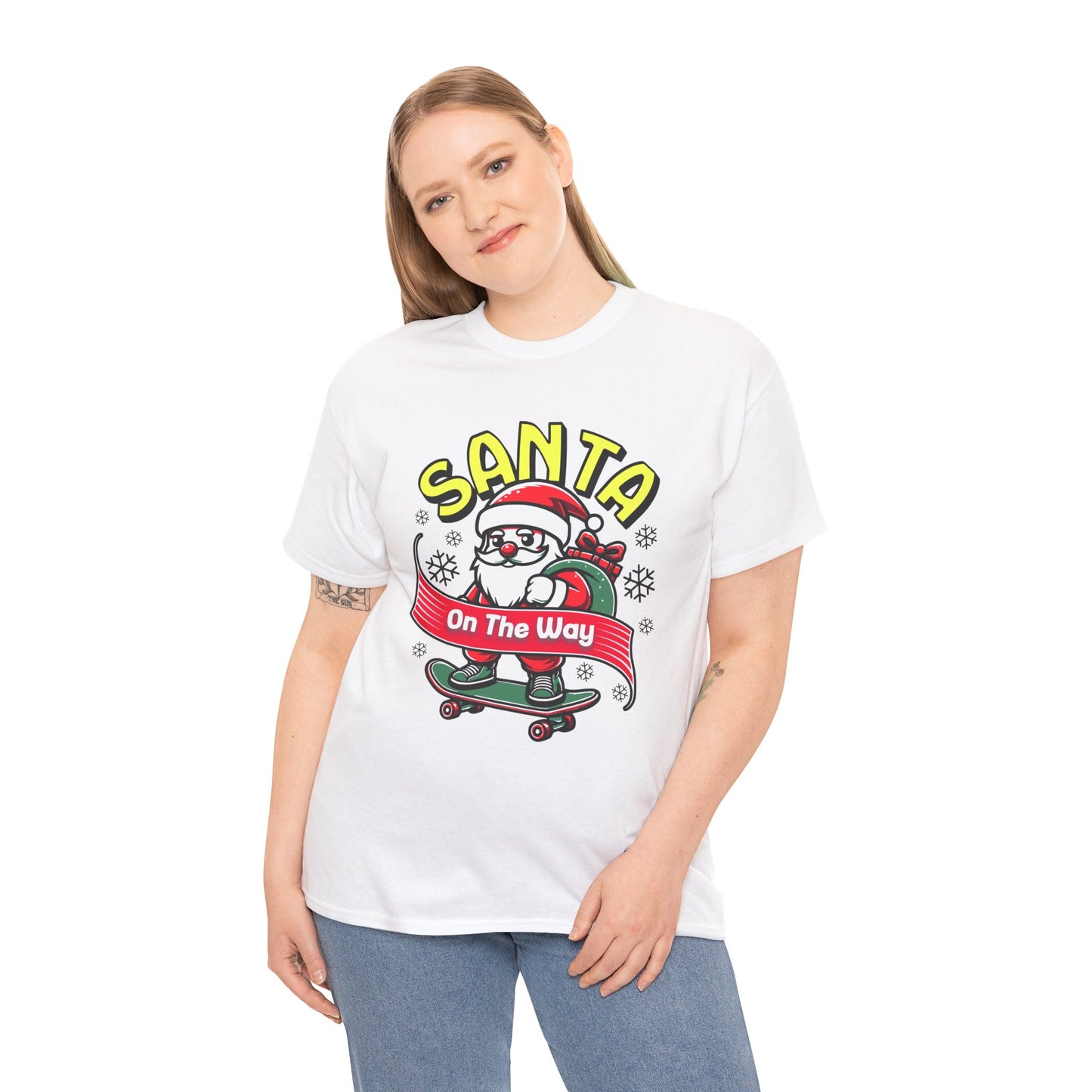 Santa T-Shirt On The Way Skateboard Tee, Merry Christmas