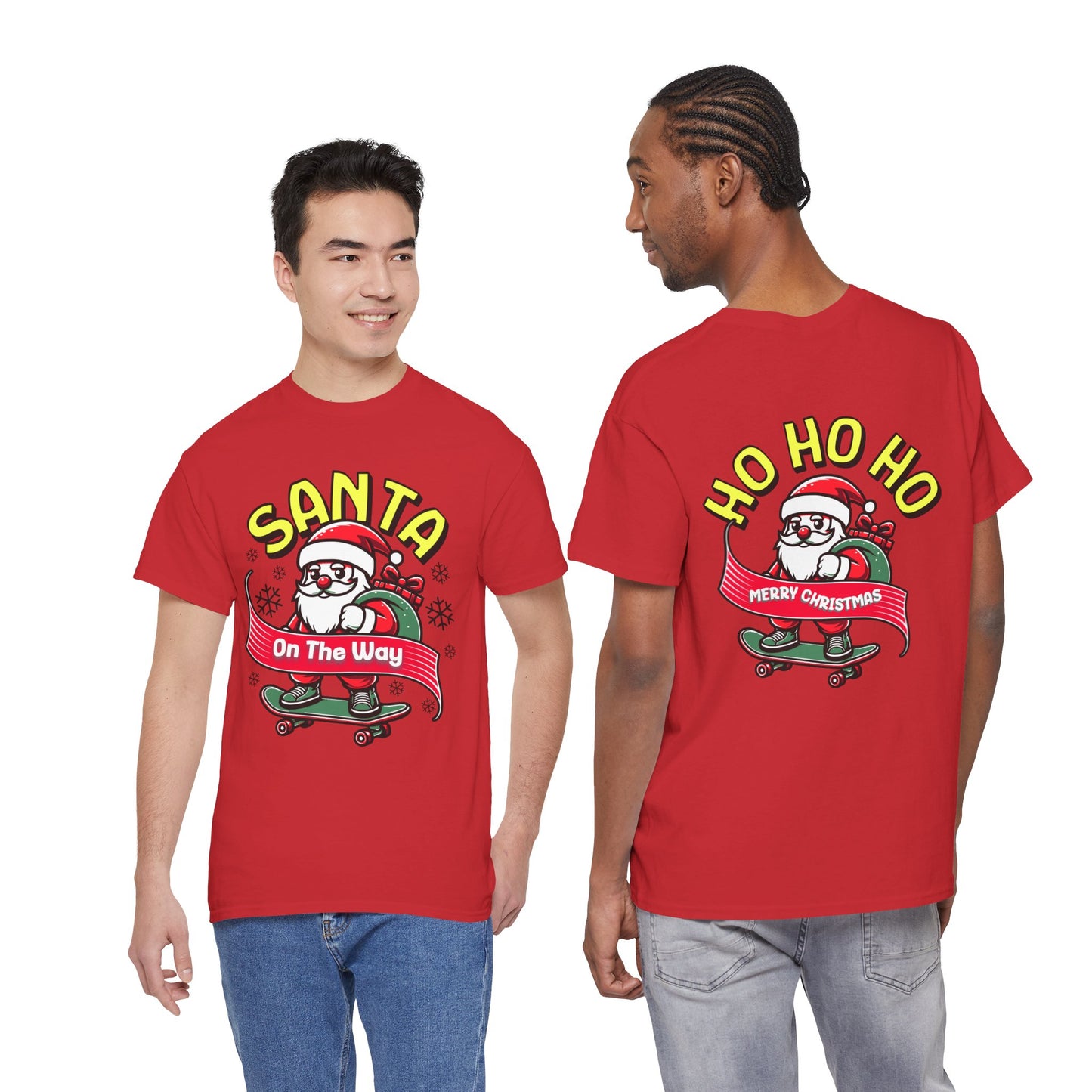 Santa T-Shirt On The Way Skateboard Tee, Merry Christmas