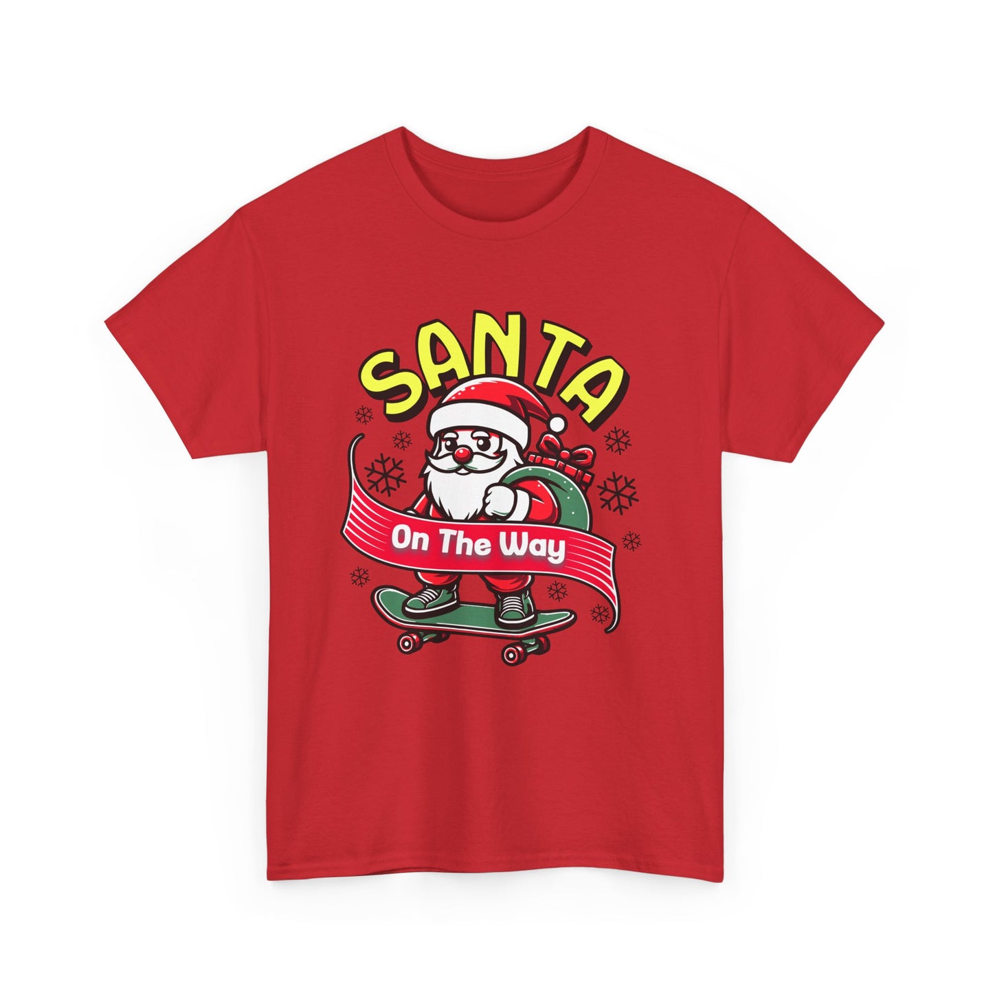 Santa T-Shirt On The Way Skateboard Tee, Merry Christmas