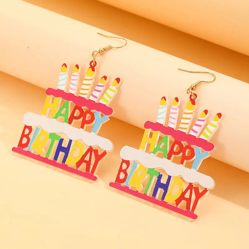 Happy Birthday cake Earrings