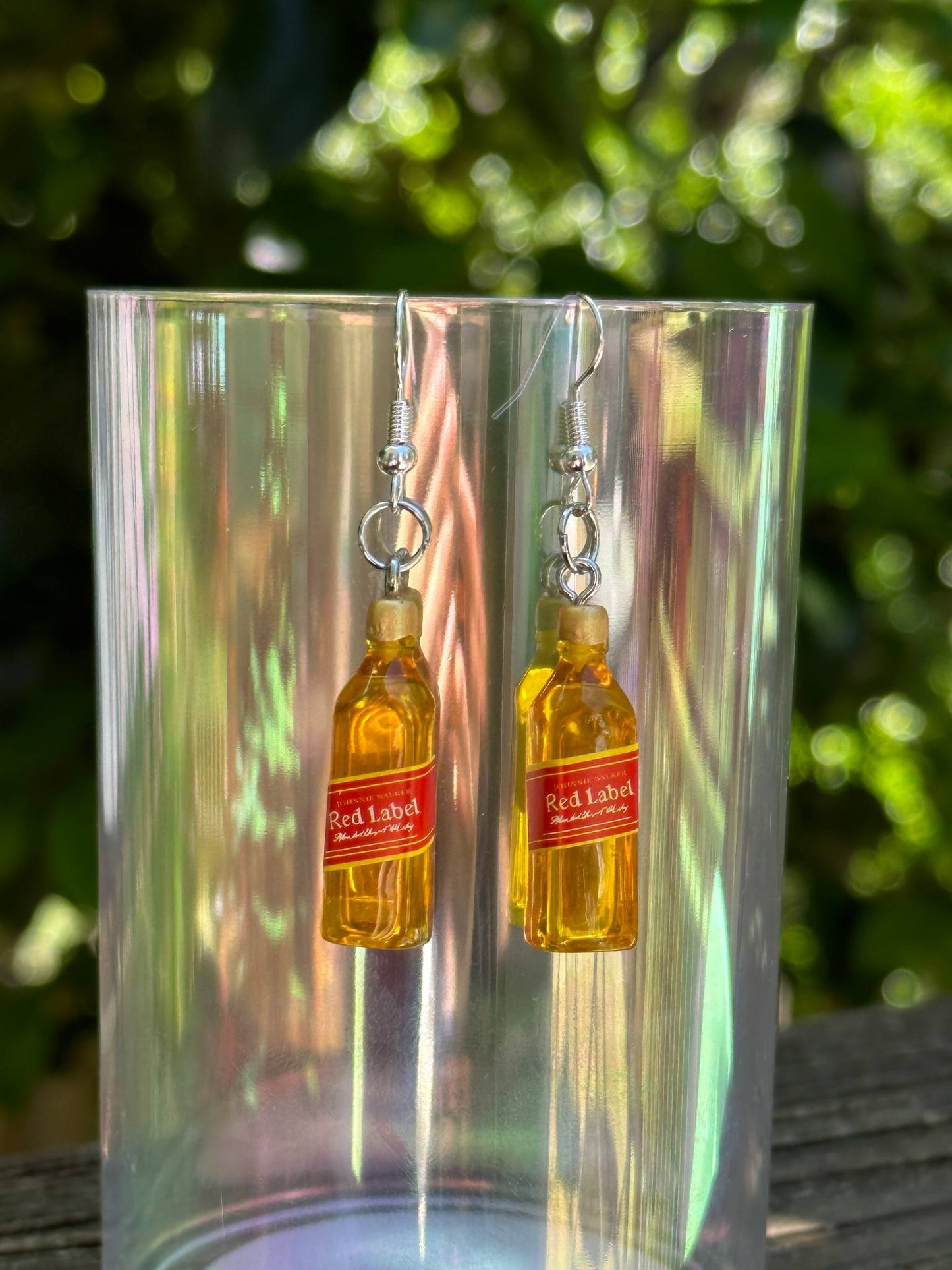 Mini whiskey R.L. bottle earring