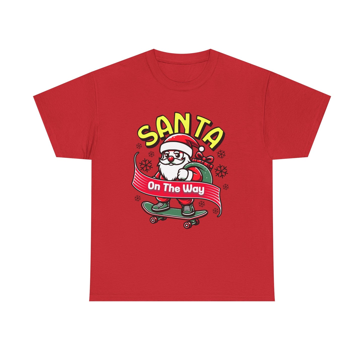 Santa T-Shirt On The Way Skateboard Tee, Merry Christmas