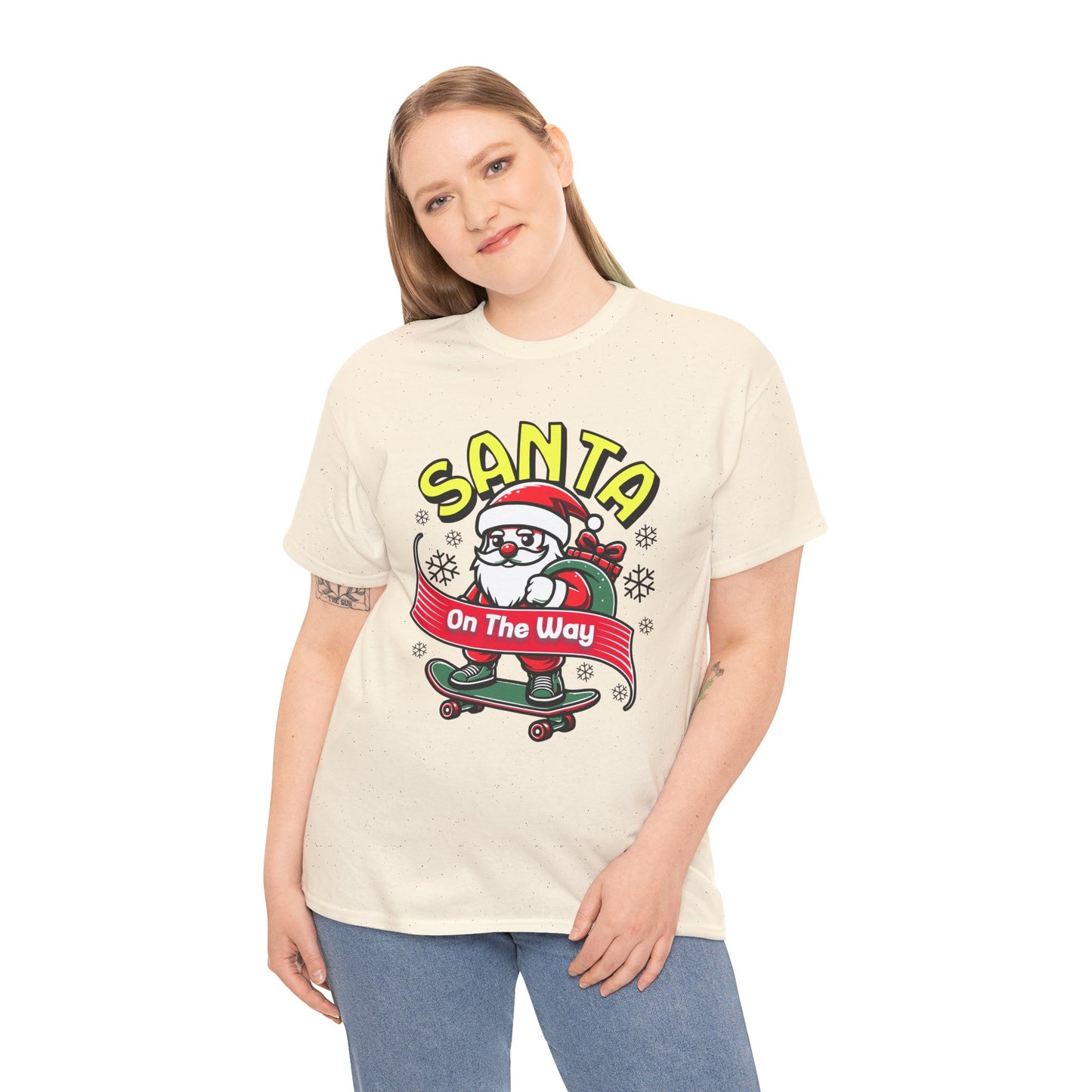 Santa T-Shirt On The Way Skateboard Tee, Merry Christmas