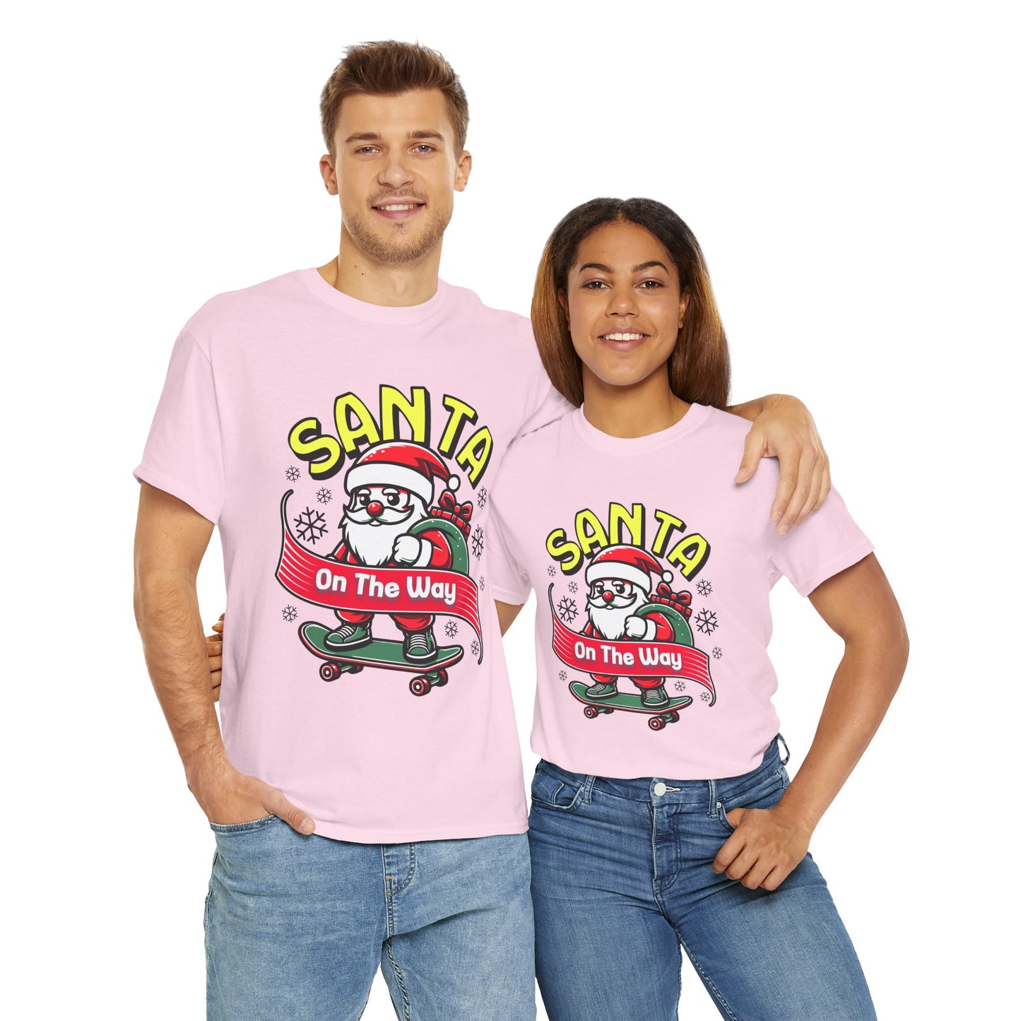 Santa T-Shirt On The Way Skateboard Tee, Merry Christmas