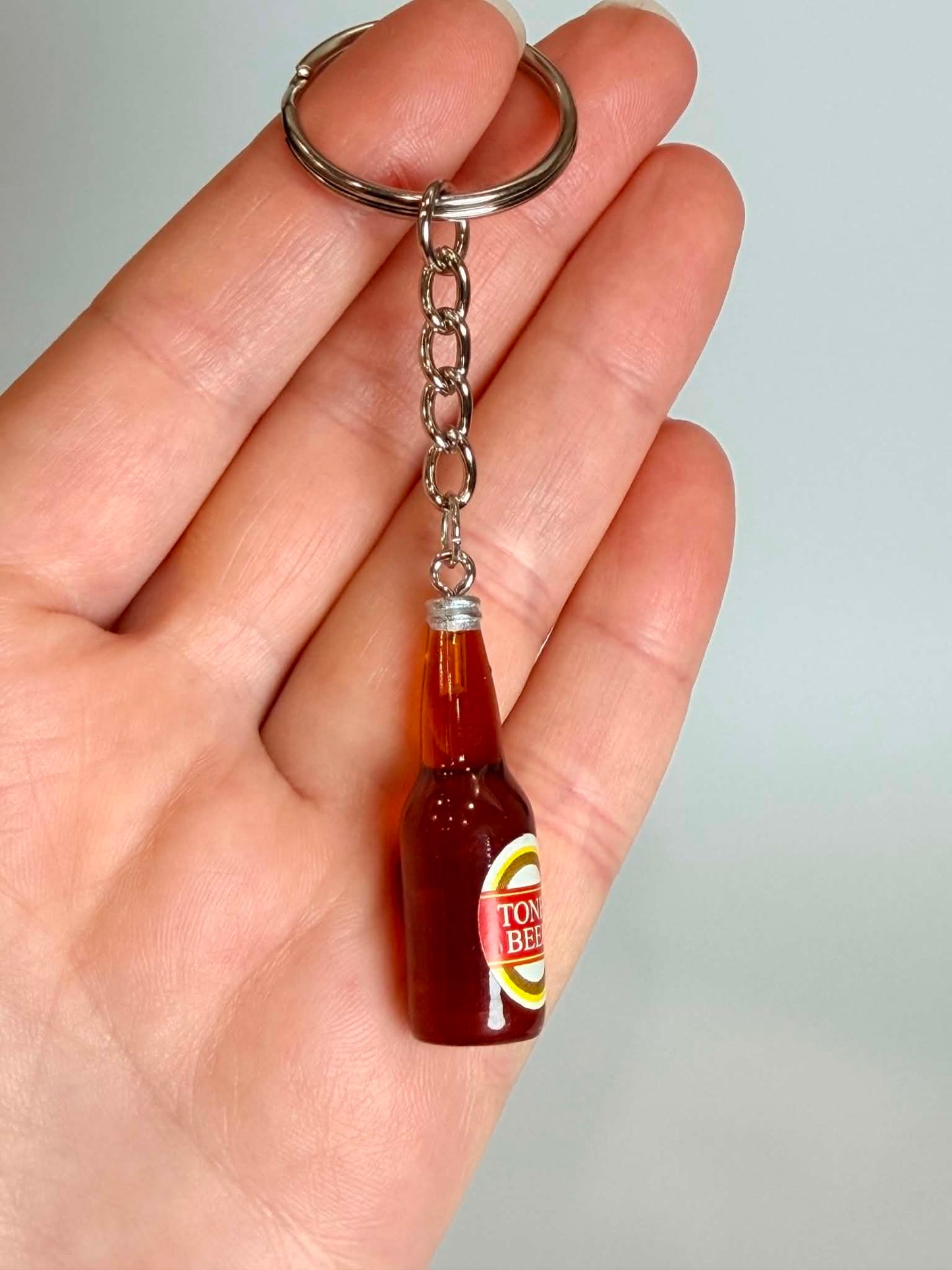 Mini beer drink Bottle Keychain. Accessory for Bags, Keys and Gifts