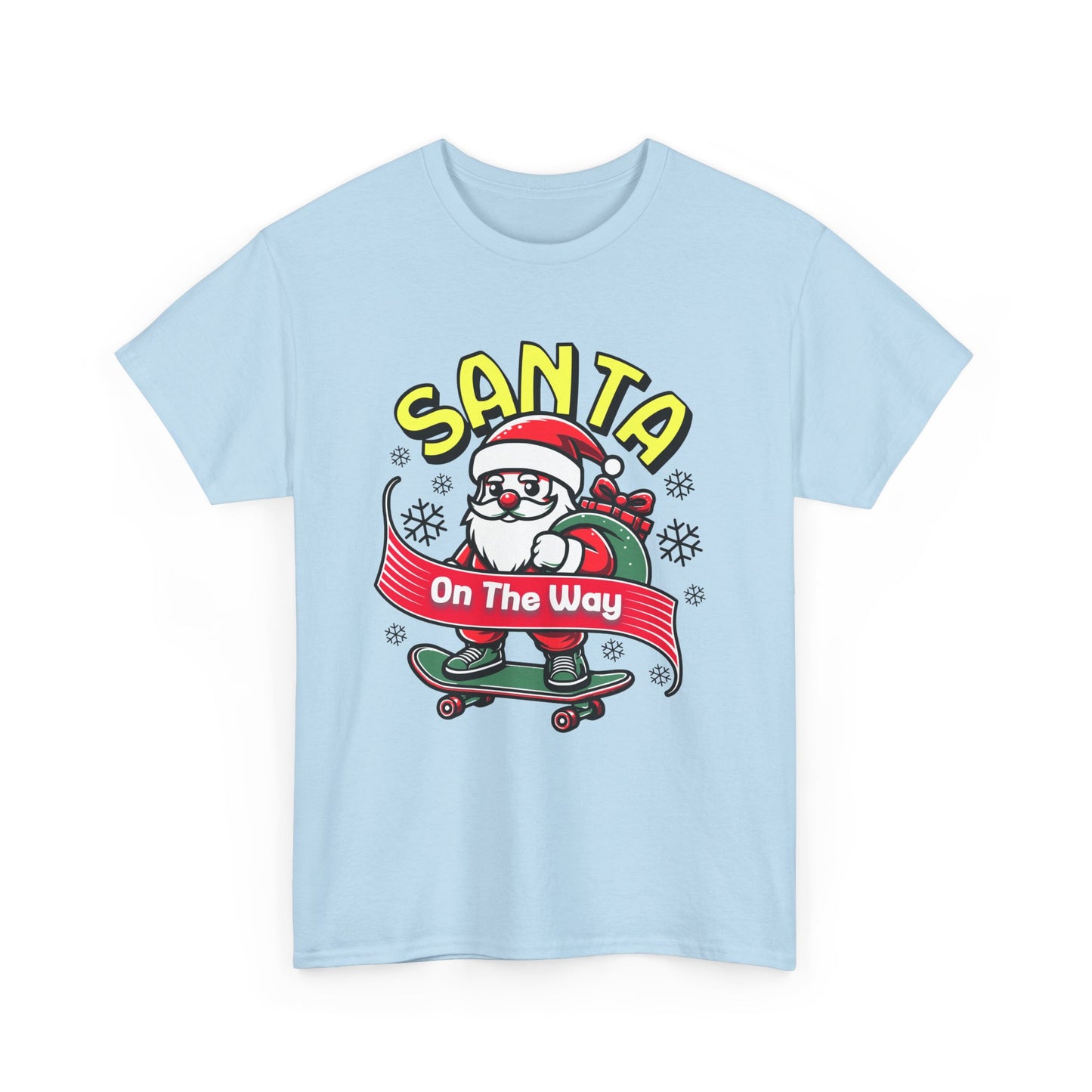 Santa T-Shirt On The Way Skateboard Tee, Merry Christmas