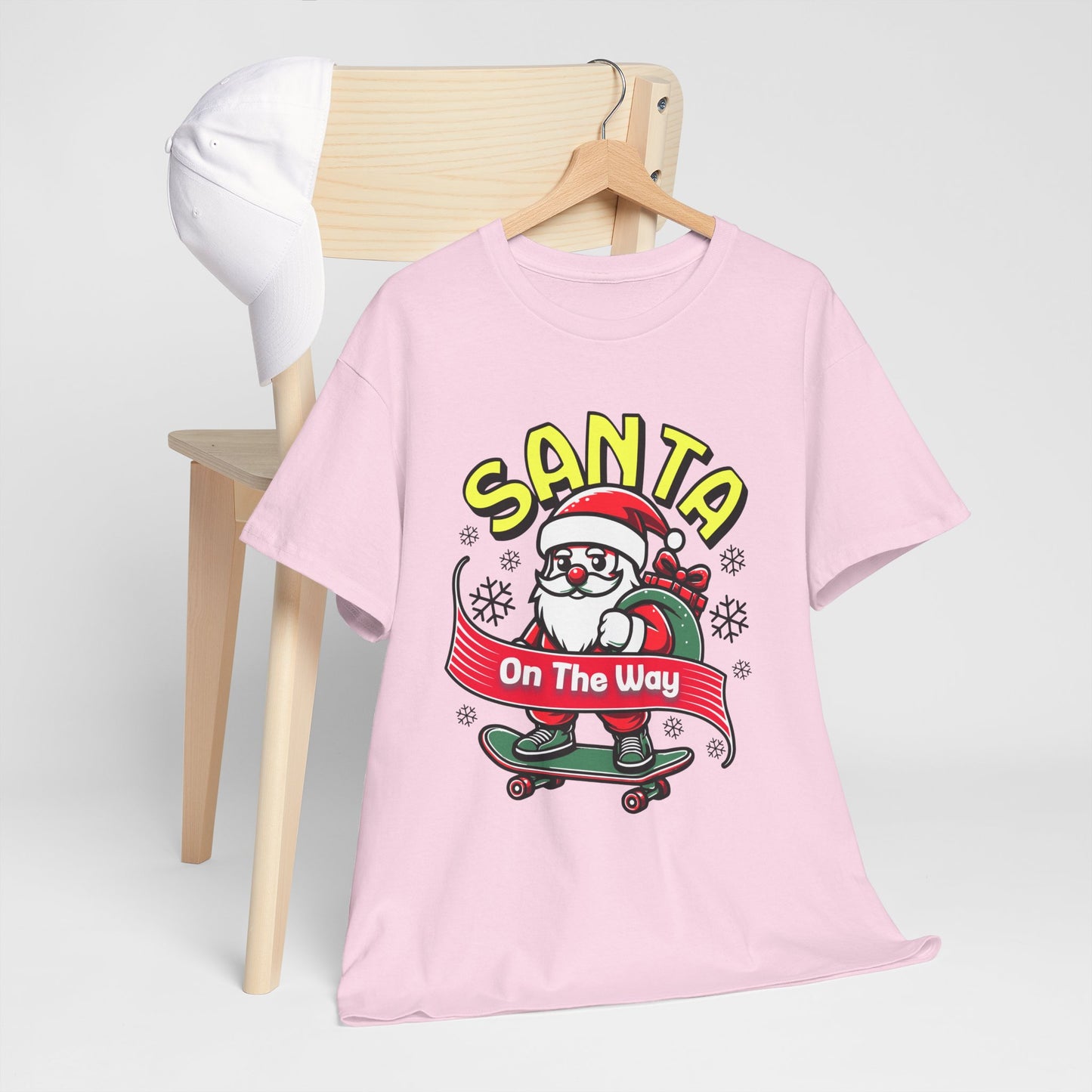 Santa T-Shirt On The Way Skateboard Tee, Merry Christmas