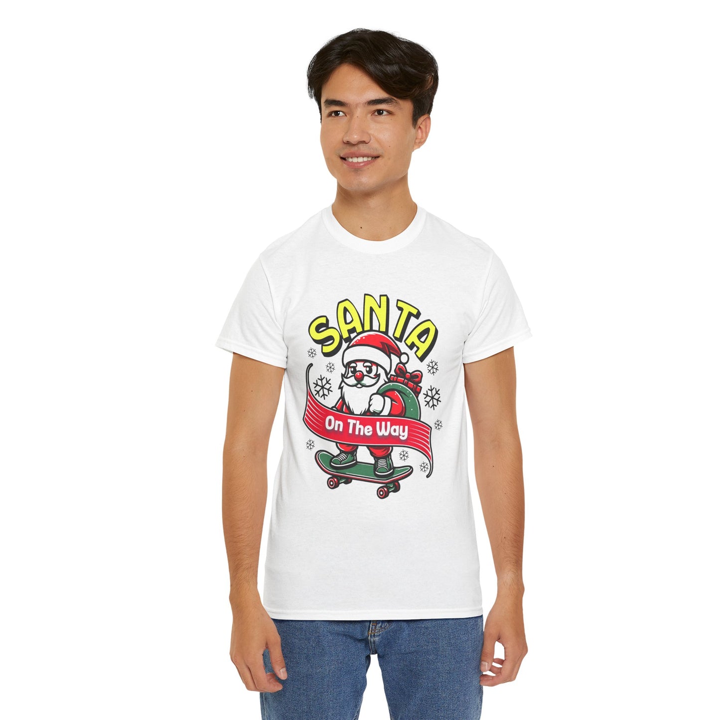 Santa T-Shirt On The Way Skateboard Tee, Merry Christmas